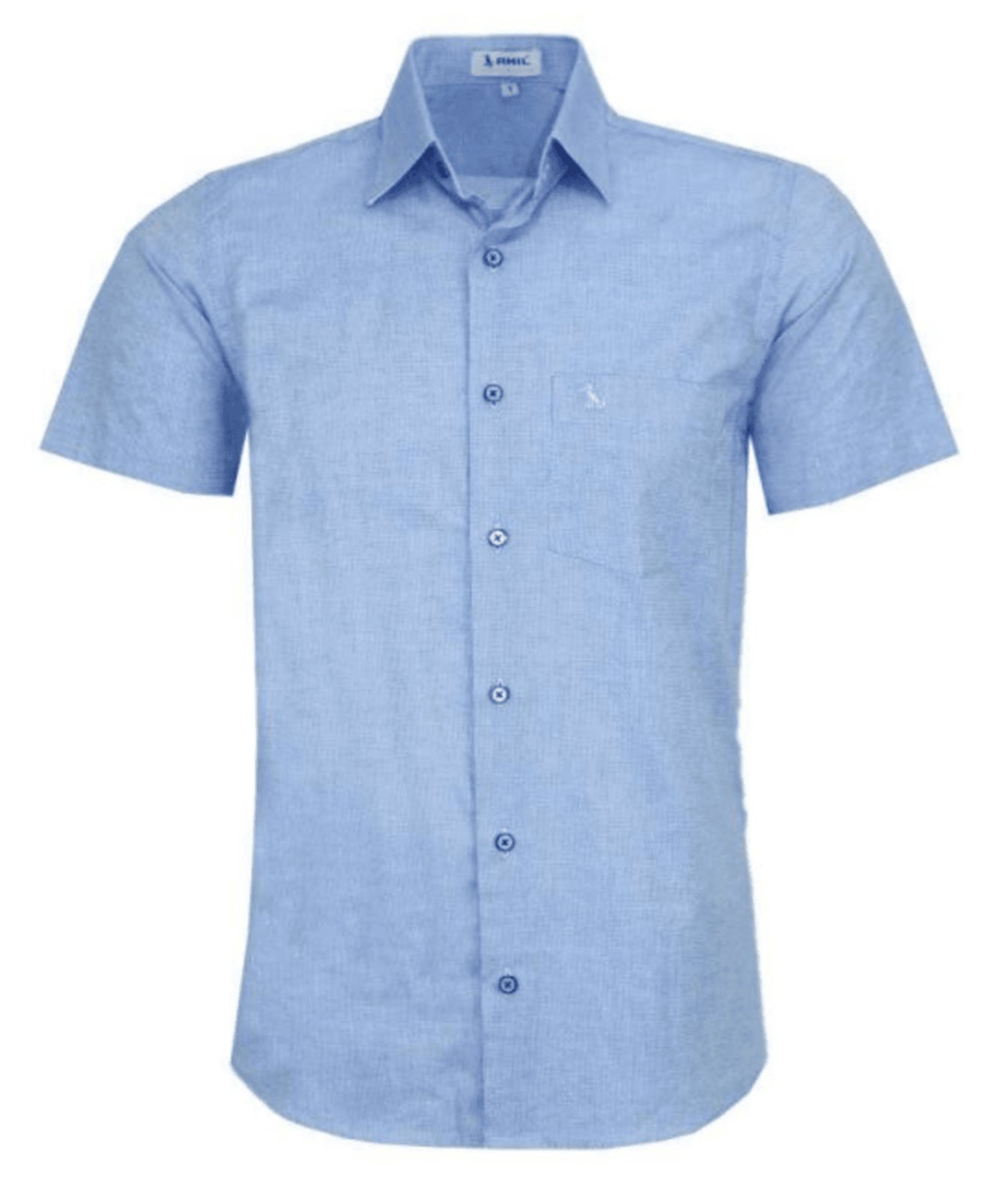 Camisa Social Amil Arbok Comfort Algodão C/Bolso Macia Fácil de Passar Luxo Azul