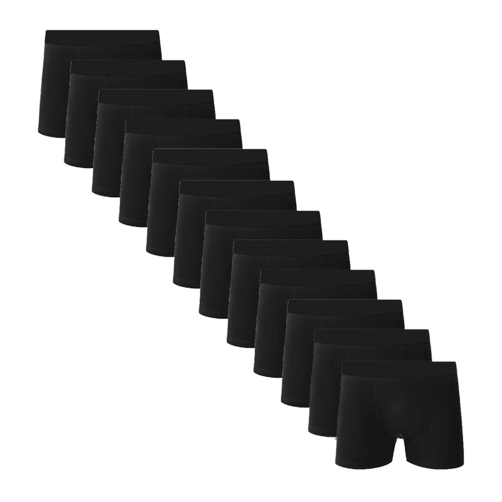 Kit 12 Cuecas Box Algodão Com Poliester C5 Preto