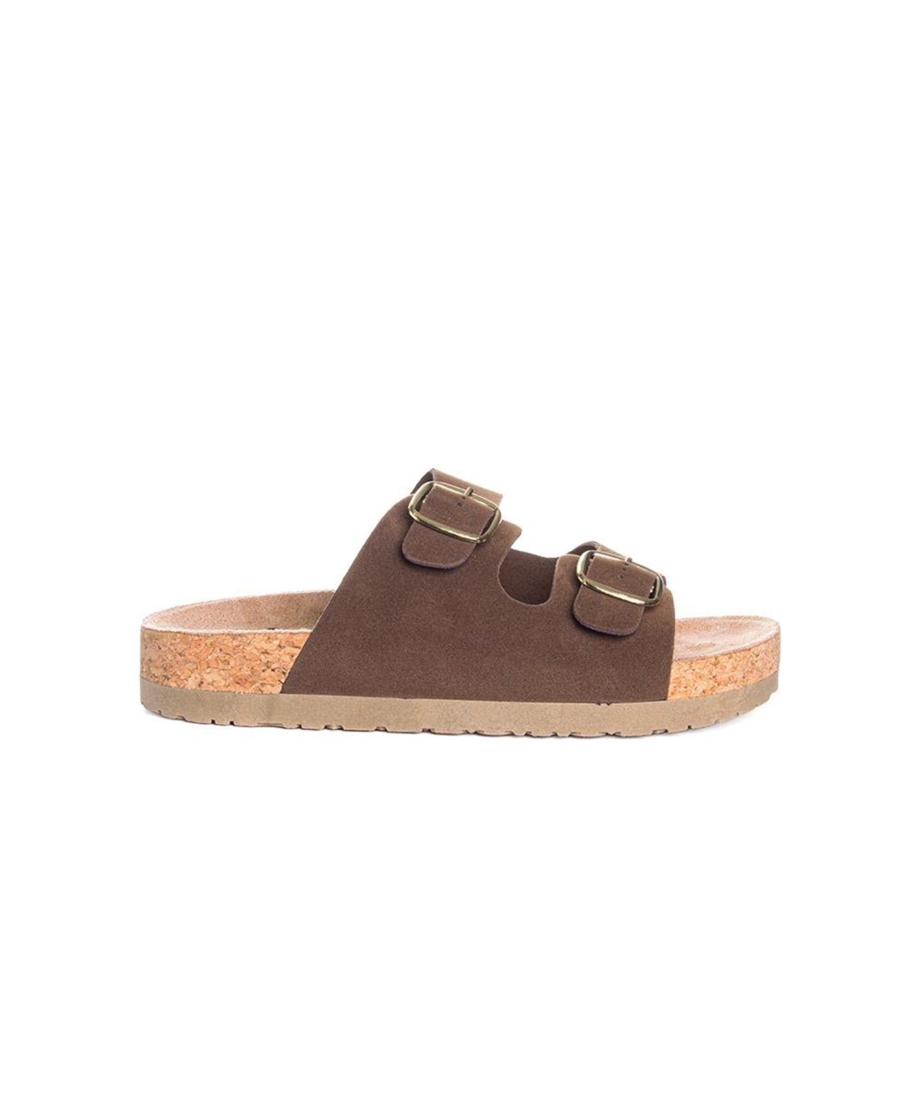 Tamanco Flatform Pixolé Fivelas Café Incolor