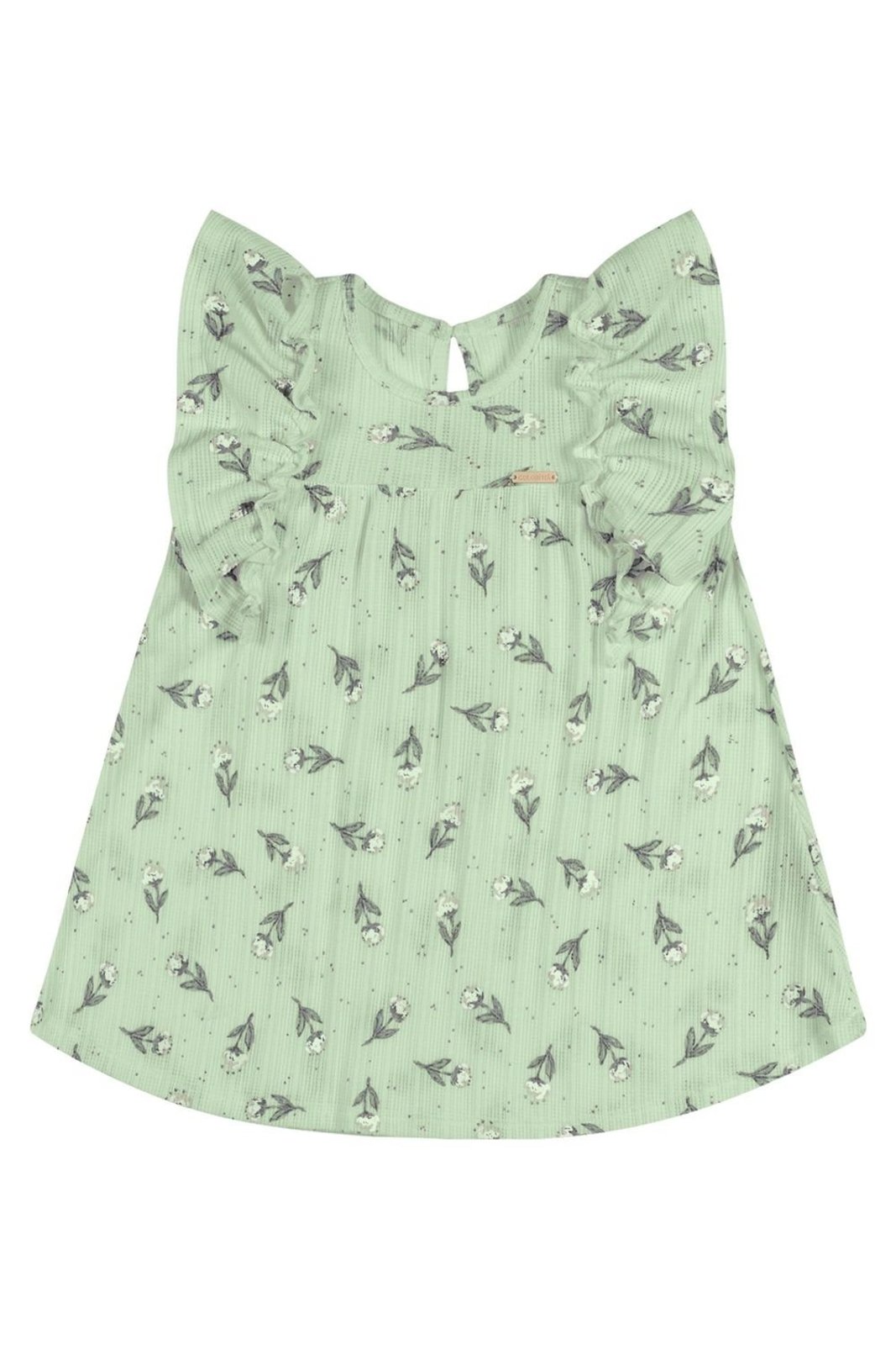 Infantil - Vestido Menina Floral Canelado Colorittá Verde