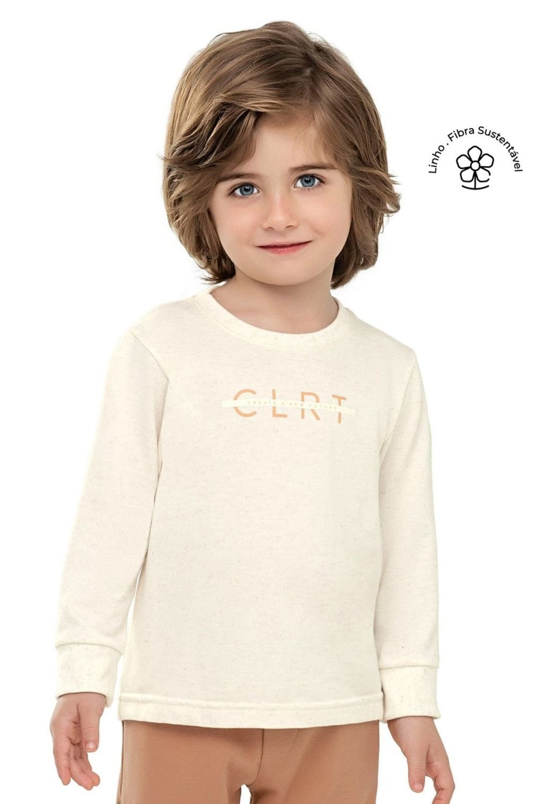Infantil - Camiseta Manga Longa Menino Colorittá Bege