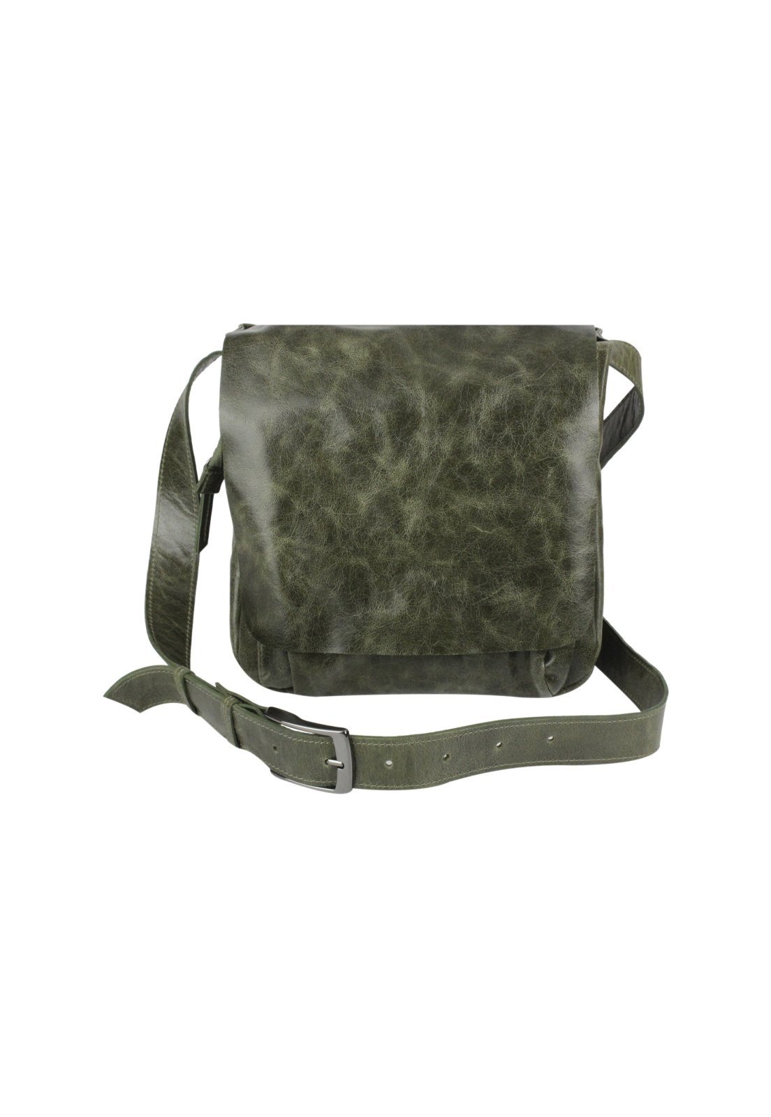 Bolsa Nua Duza Carteiro Couro Verde Militar