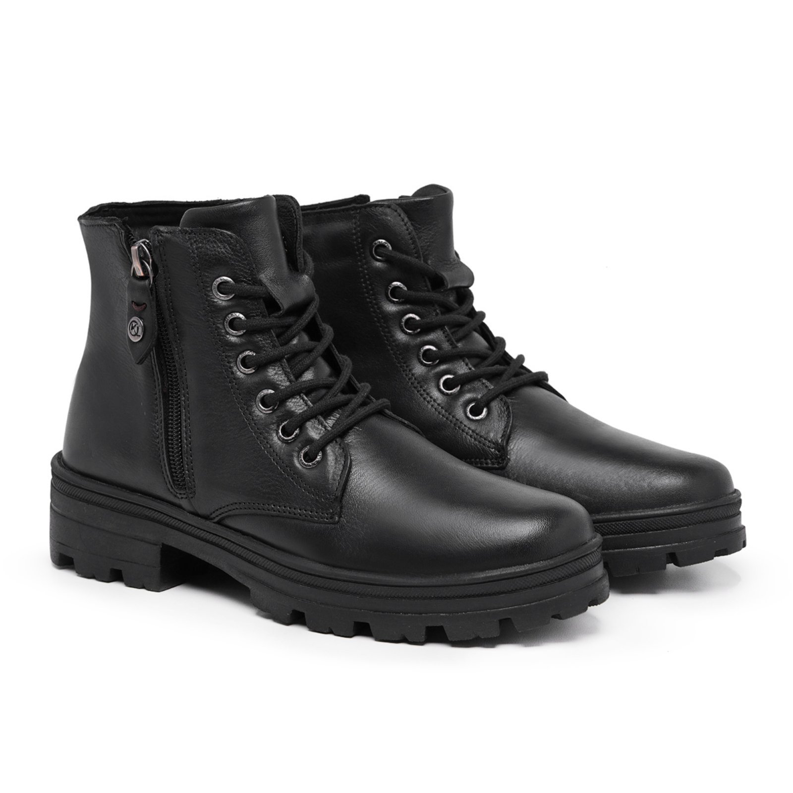 Bota Coturno Feminino de Couro Mod.0905Megg Preto