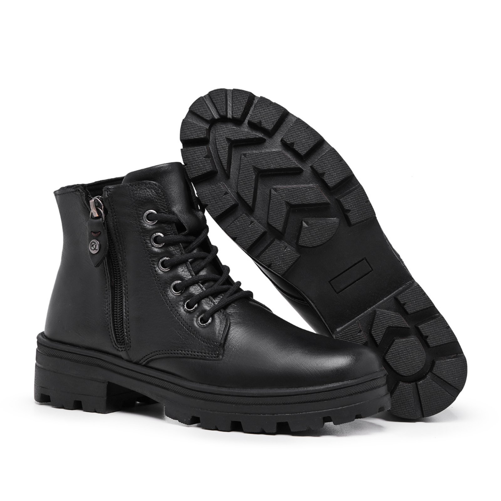 Vista 3 Bota Coturno Feminino de Couro Mod.0905Megg Mister Couros preto Mister Couros preto