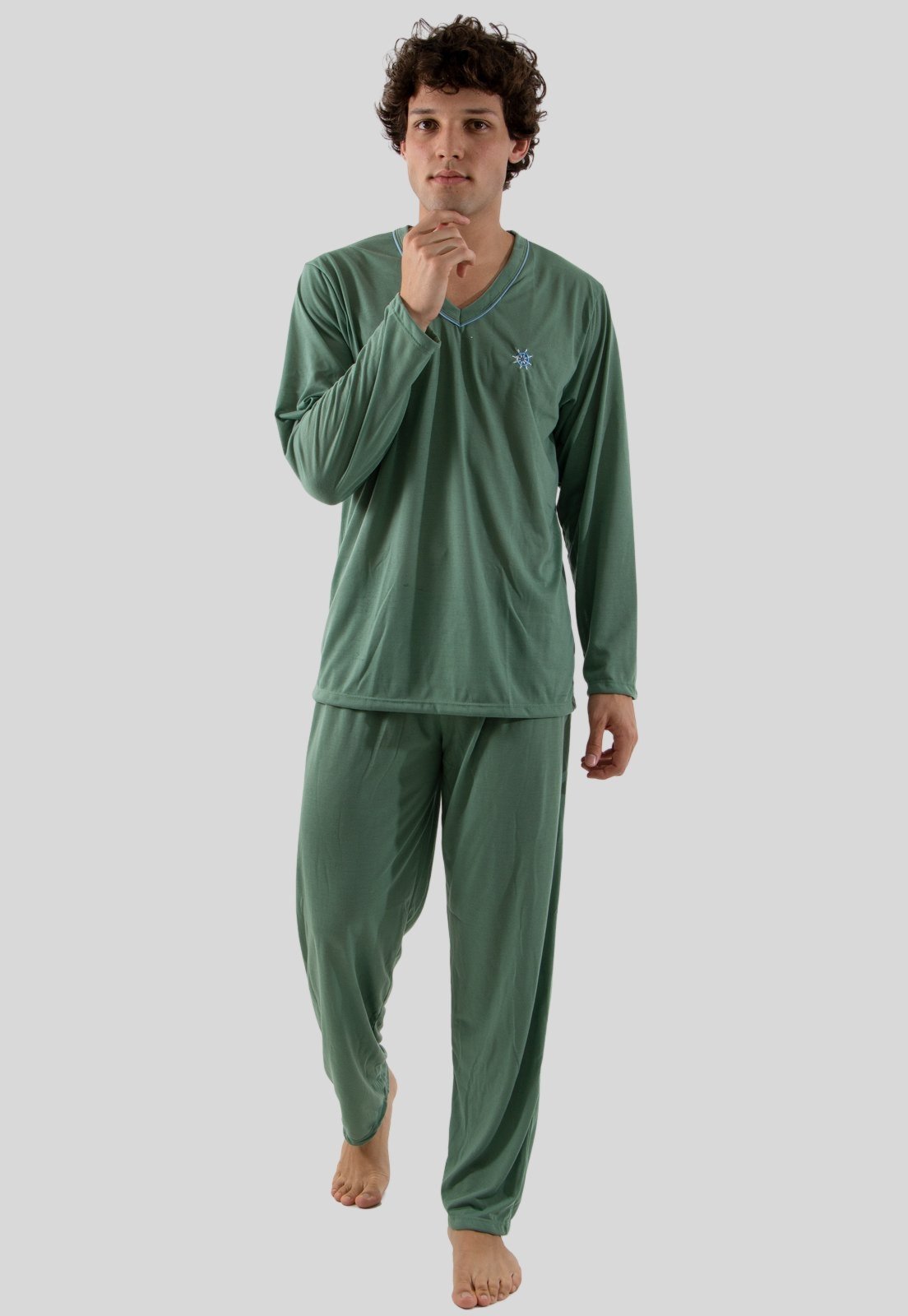 Pijama Longo Masculino Linha Noite Verde