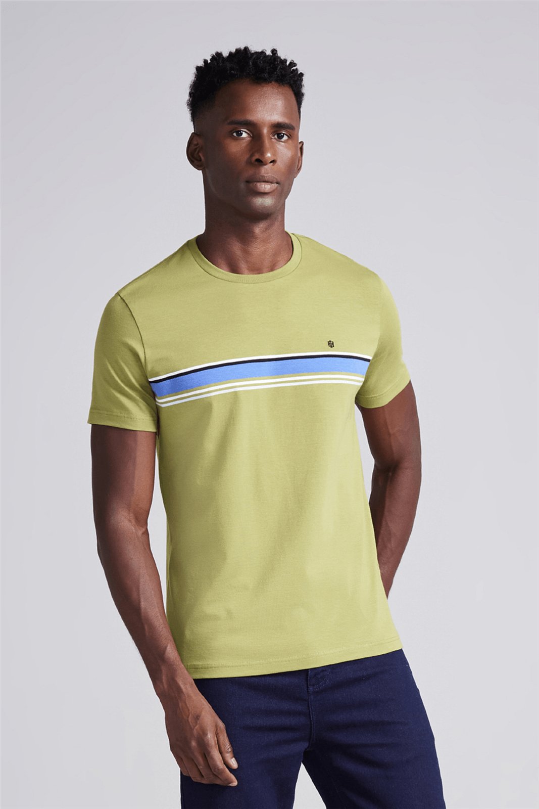 HIGHSTIL Camiseta Malha Slim Fit - Verde Médio