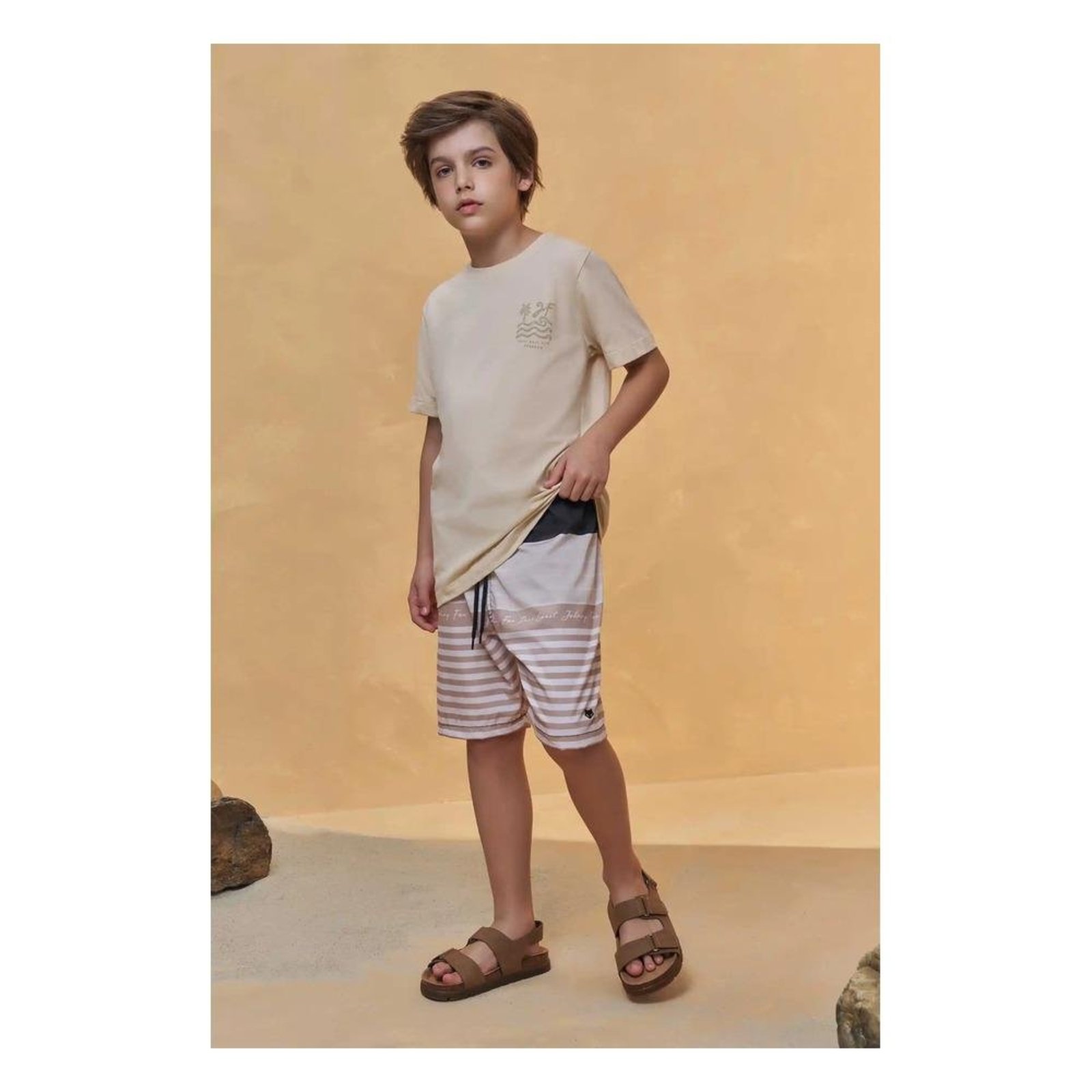 Infantil - Bermuda Menino Creme Johnny Fox 10 Bege