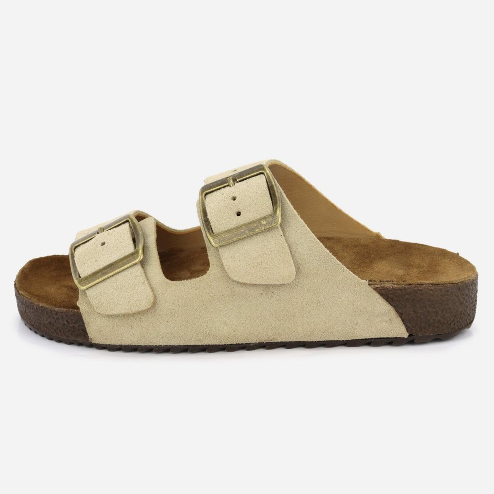 Infantil - Papete Feminina Duas Fivelas Couro Confortável Casual Estilosa Maria Paula Creme