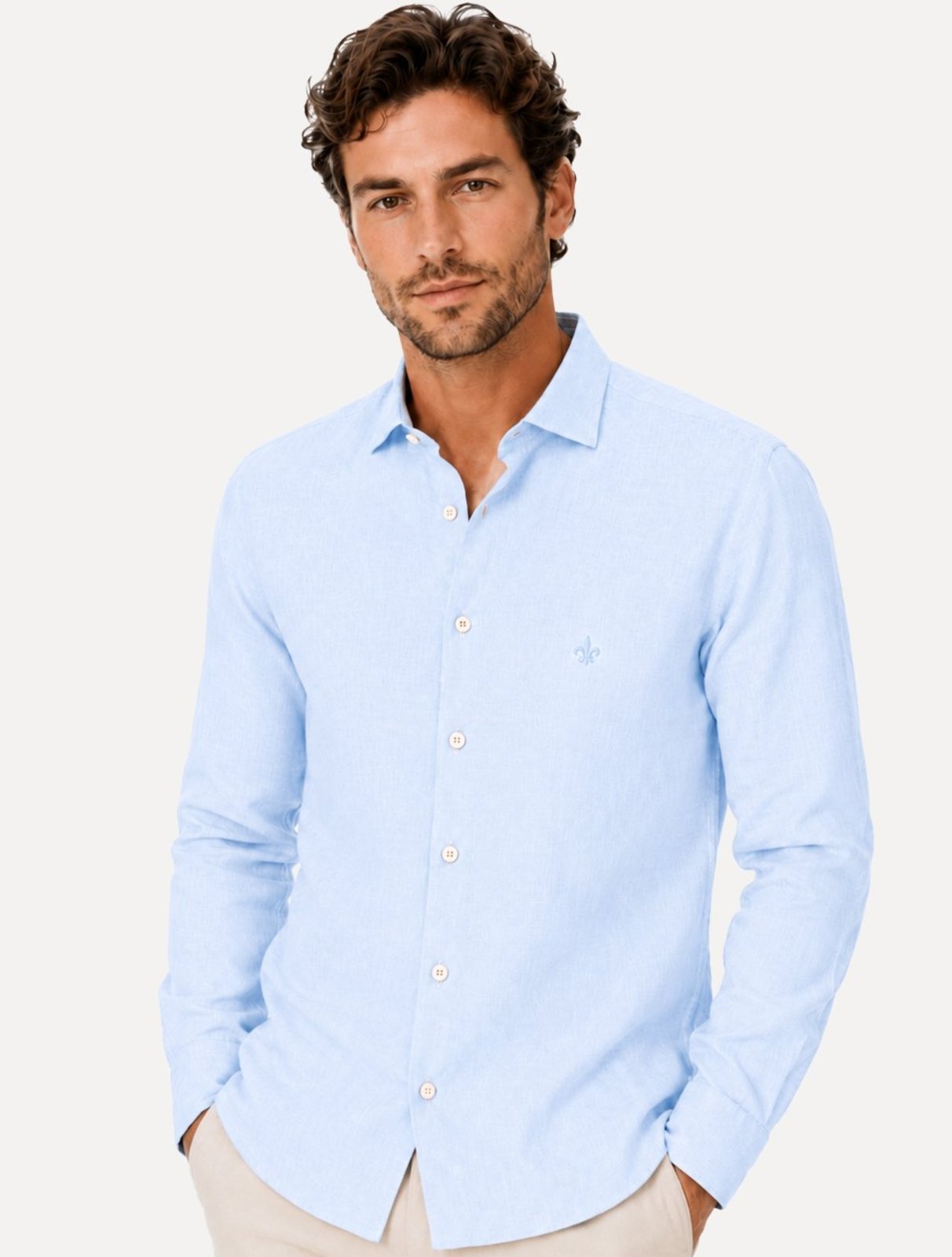Camisa Dudalina Masculina Slim Fit Superfine Cotton Striped Azul Claro