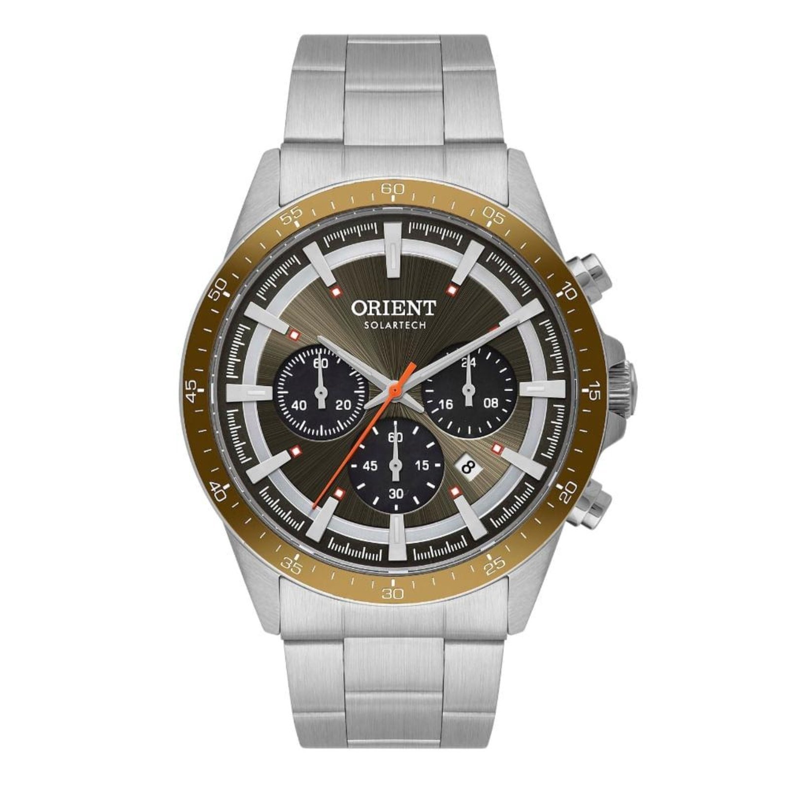 Relógio Masculino Orient Solartech Cronógrafo Pulseira Extra Exclusivo MBSSC293 E1SX Marrom