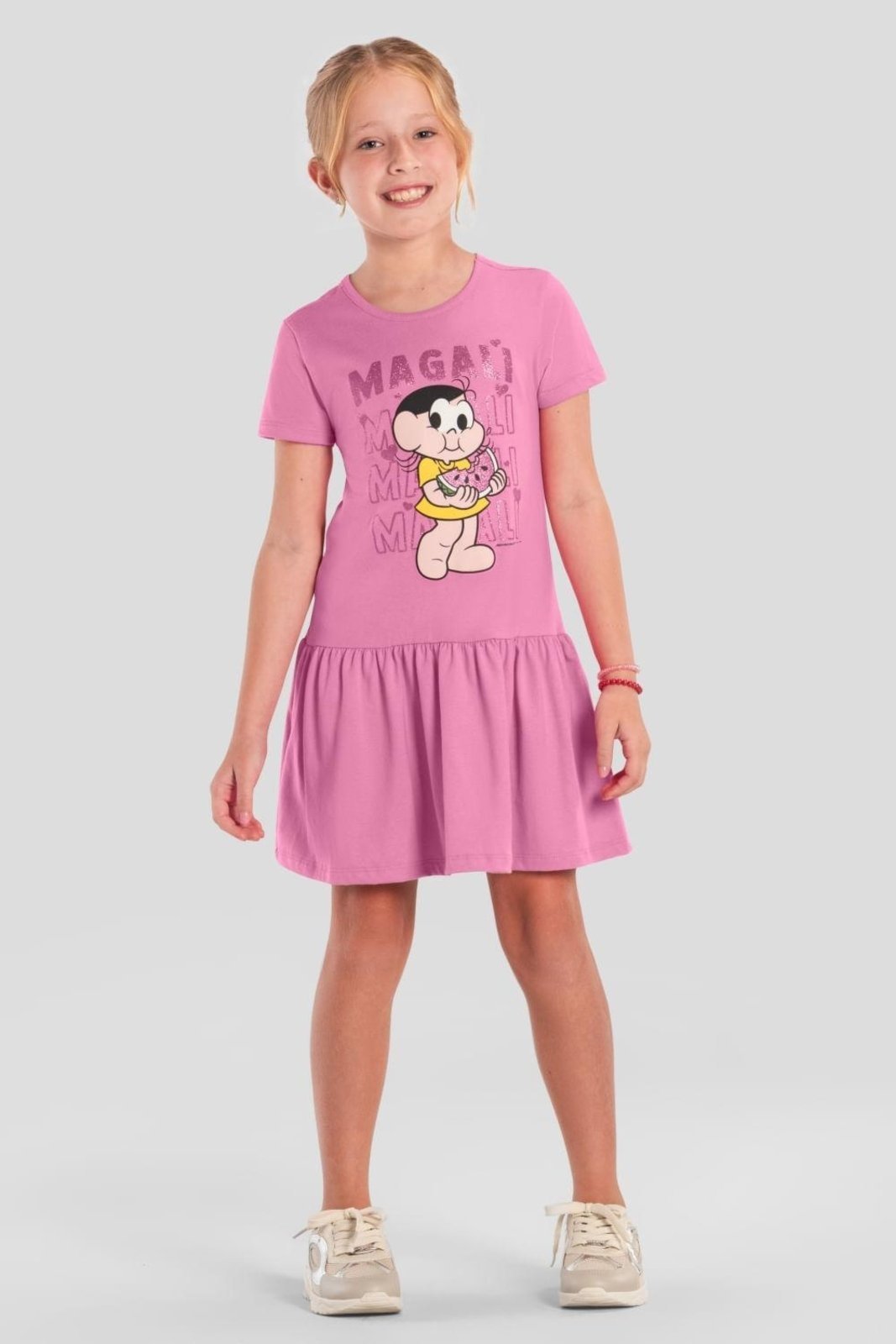 Infantil - Vestido menina da Turma da Mônica Brandili -Rosa