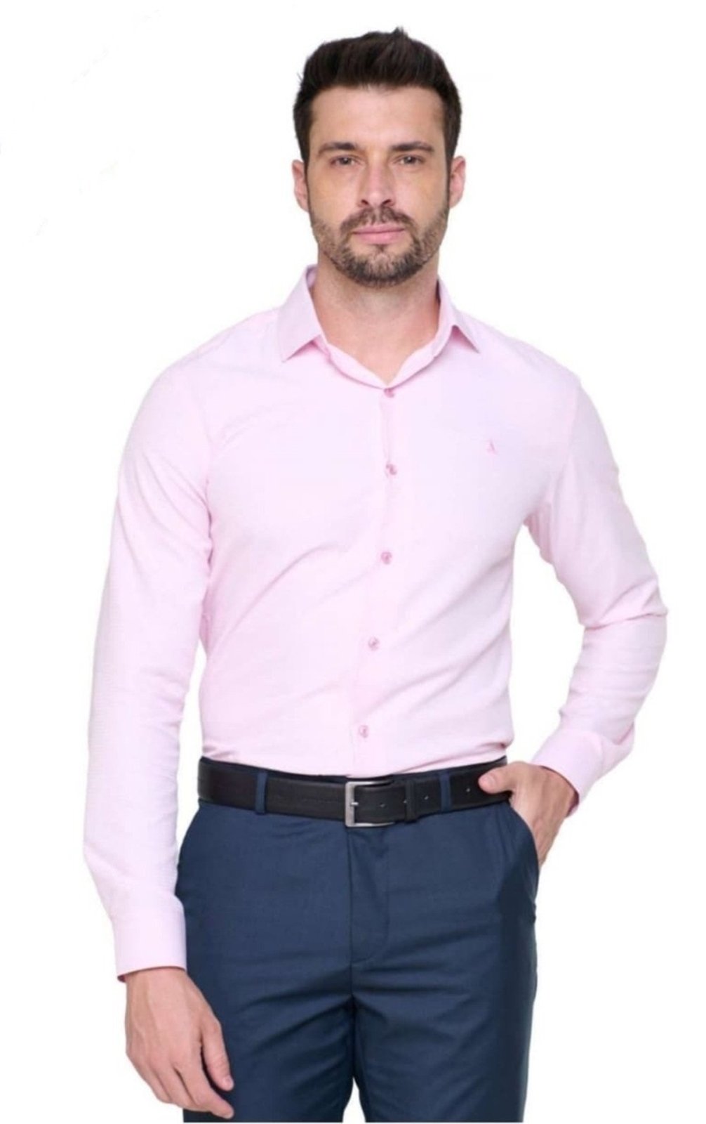 Camisa Social Amil Omastar Algodão Com Poliéster Macia Fácil de Passar Manga Longa Luxo Rosa