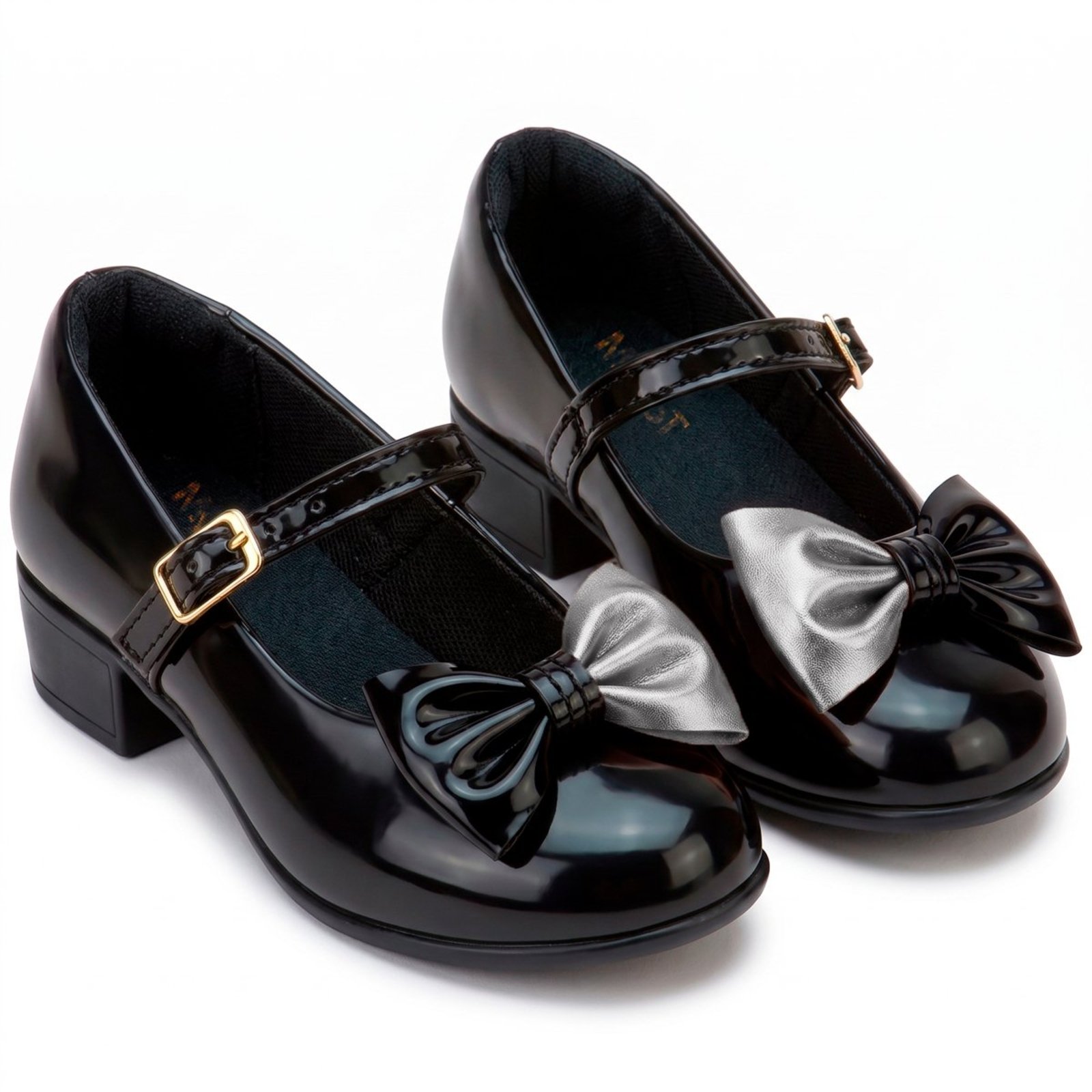 Infantil - Sapatilha Feminina e Adulta Preta com Saltinho Baixo Pepite Estilo Boneca