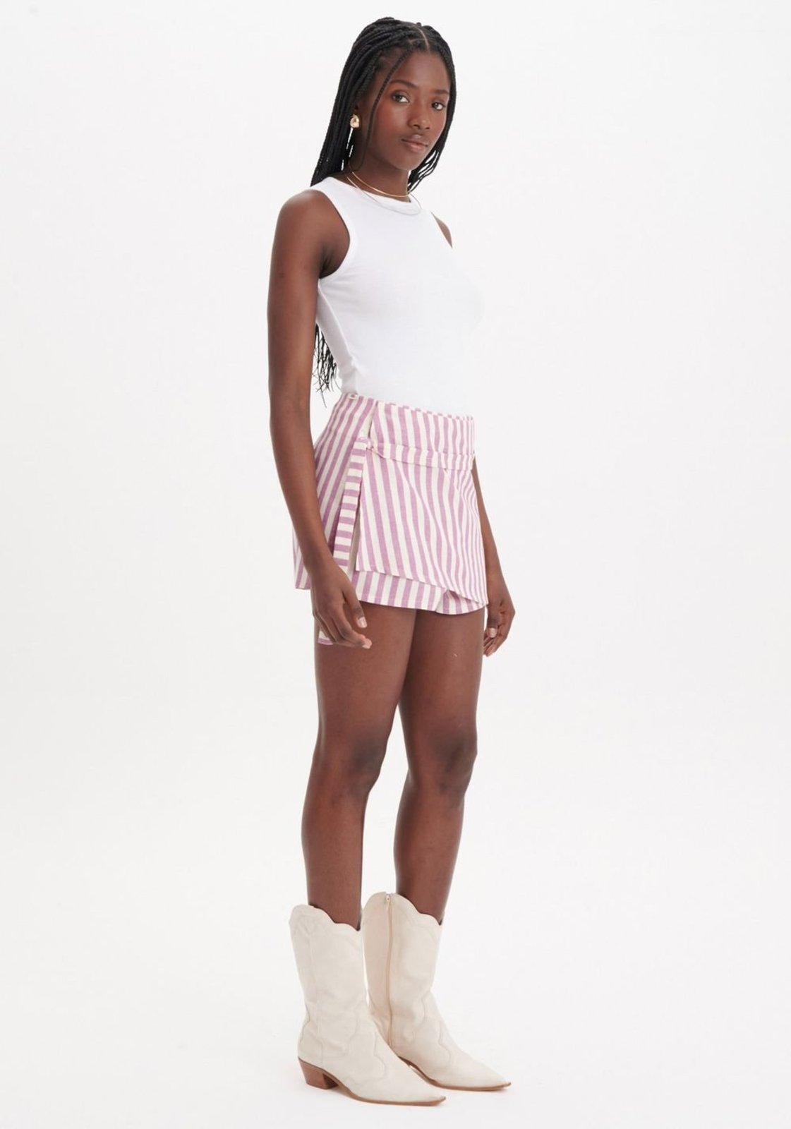 Short Saia com Transpasse Listras My Favorite Things