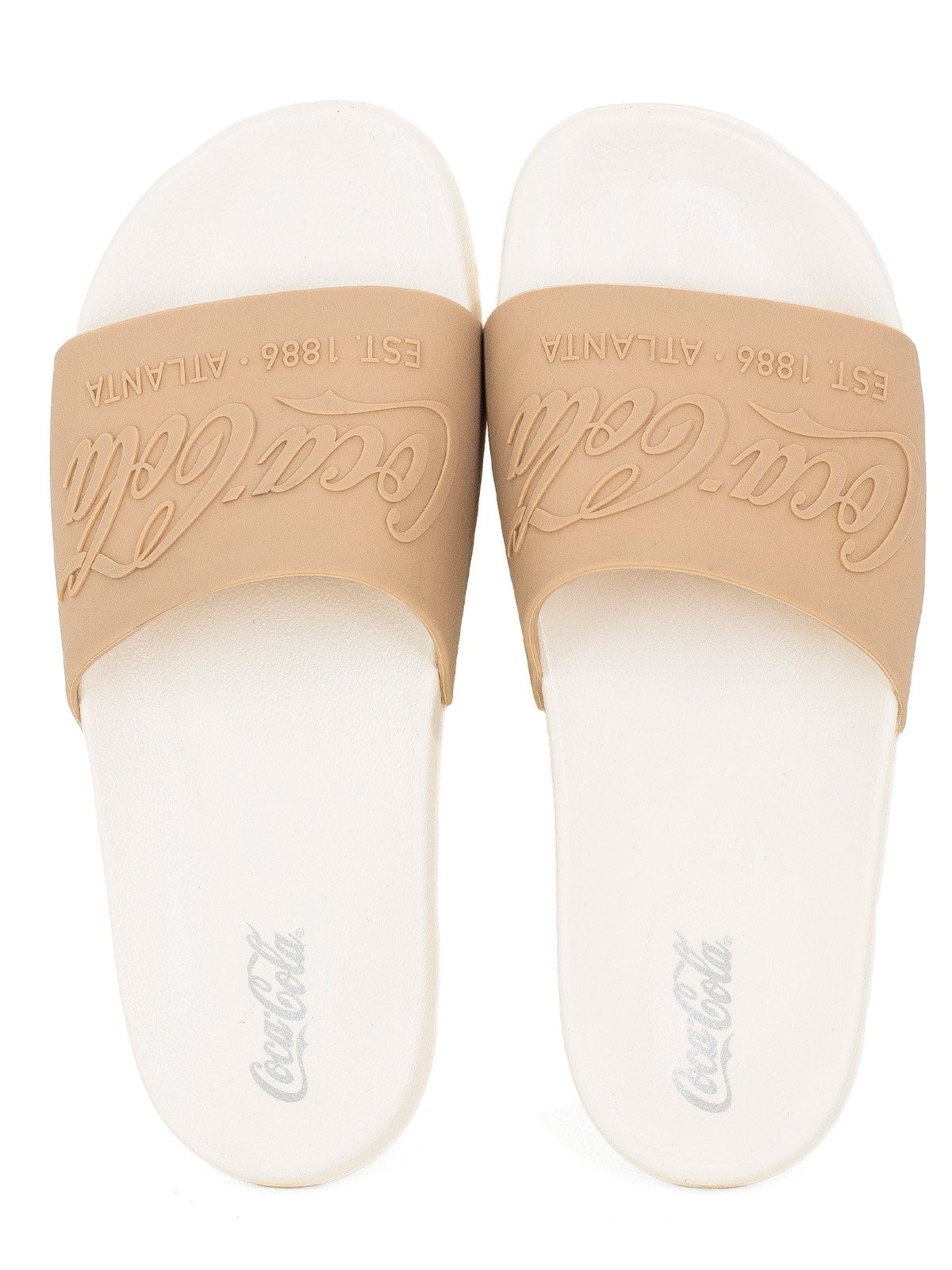 Sandália Slide Masculina Coca Cola Coke Bold Confortável Resistente Marrom Off White