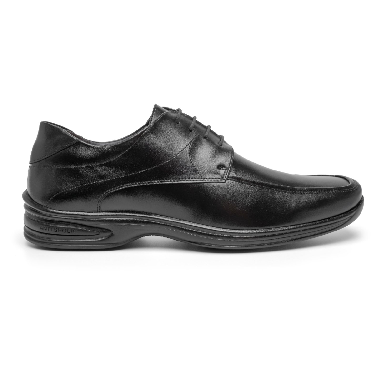 Sapato Masculino Miuzzi Social Com Amarração Em Cadarço Moderno Bico Quadrado Leve Preto