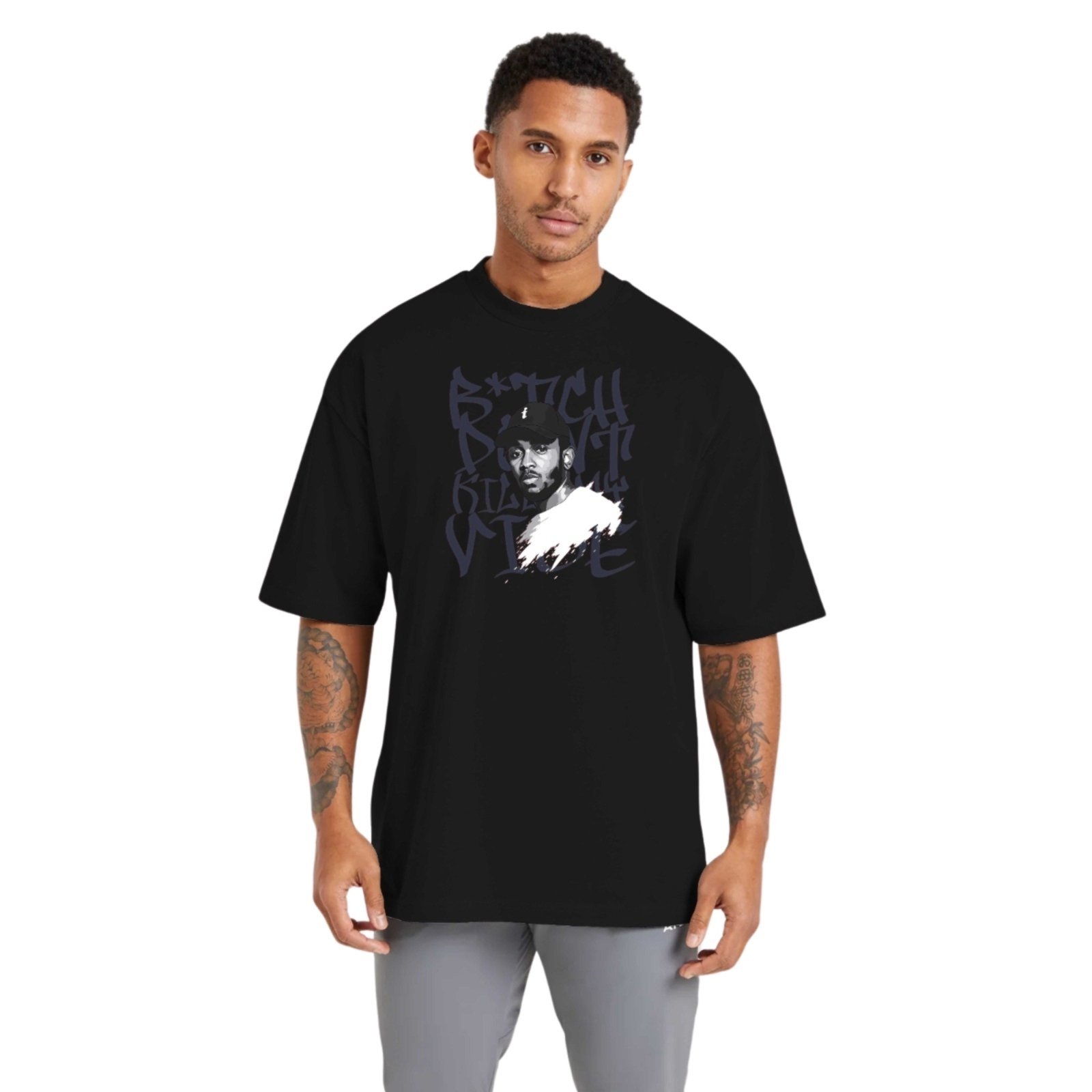 Camiseta Oversized Streetwear de Algodão Masculina Ideal para Academia e Esportes Rapper