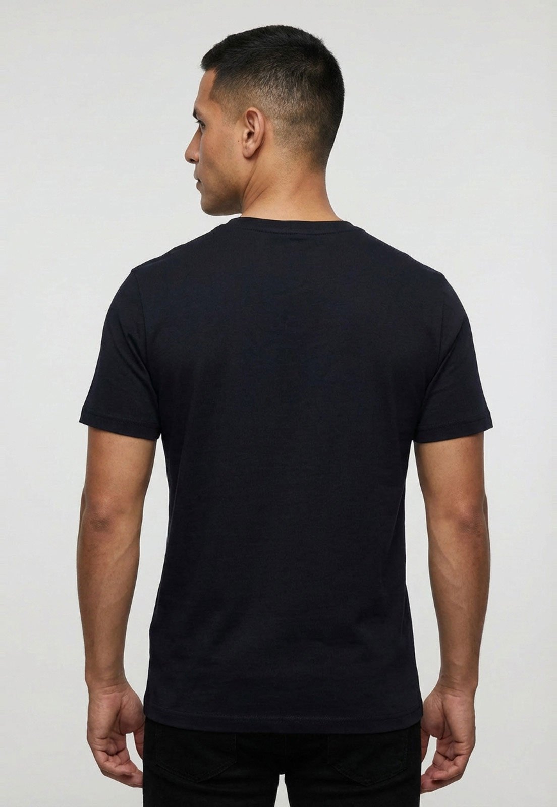 Vista 3 Camiseta Masculina Tommy Hilfiger Logo Bordado Preta preto Tommy Hilfiger preto