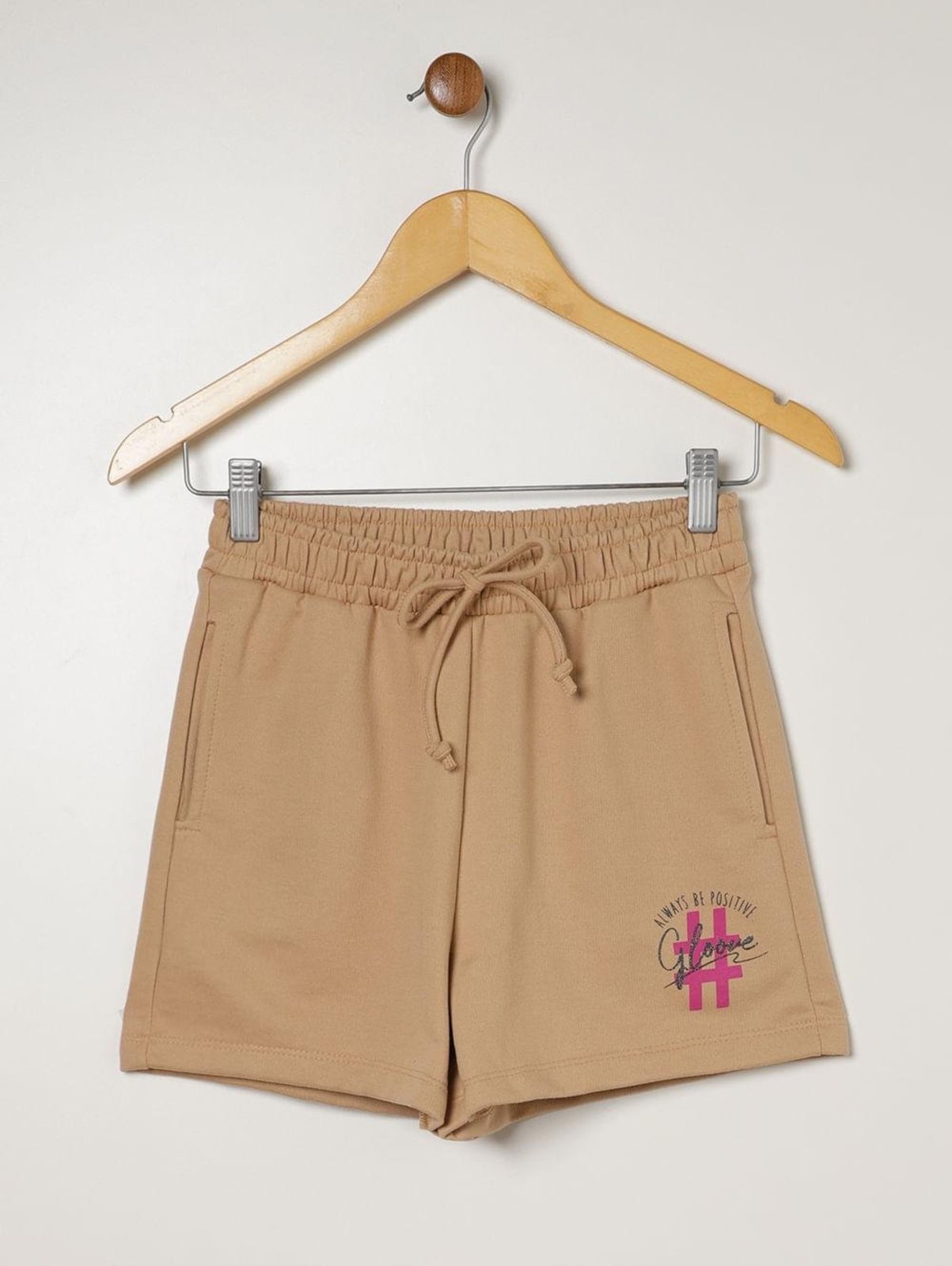 Infantil - Short Moletom Juvenil Para Menina - BEGE