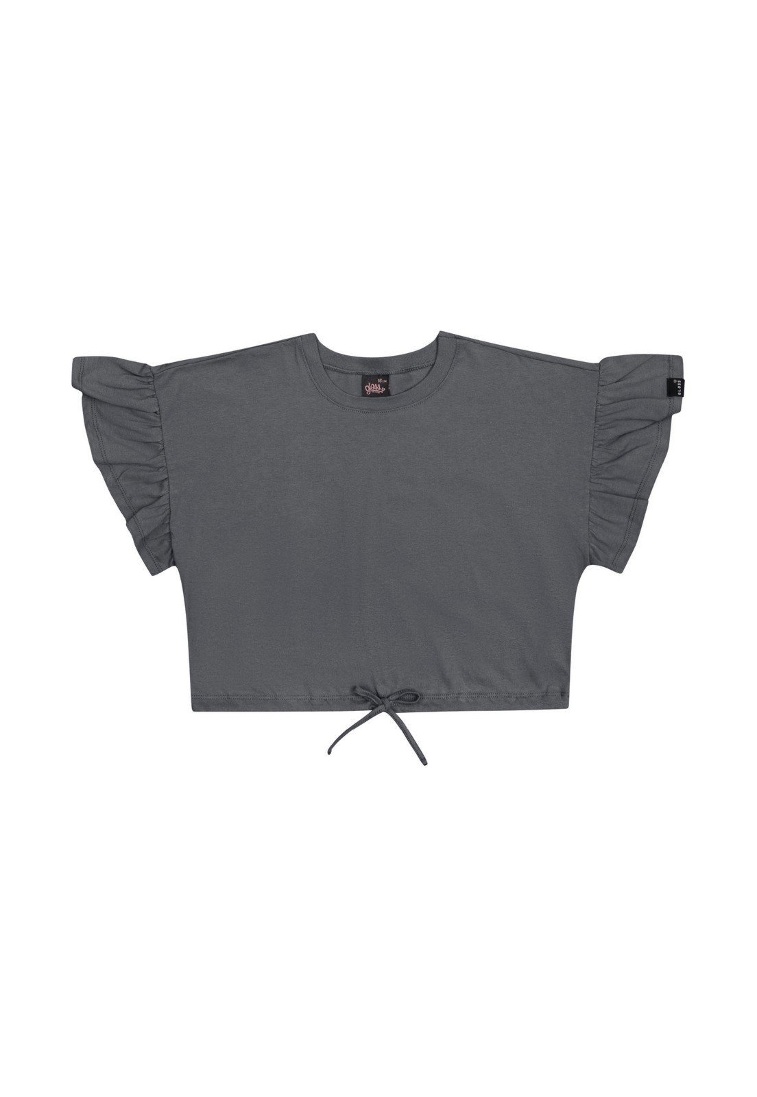 Infantil - Blusa Cropped Básica em Meia Malha Juvenil Gloss Preto