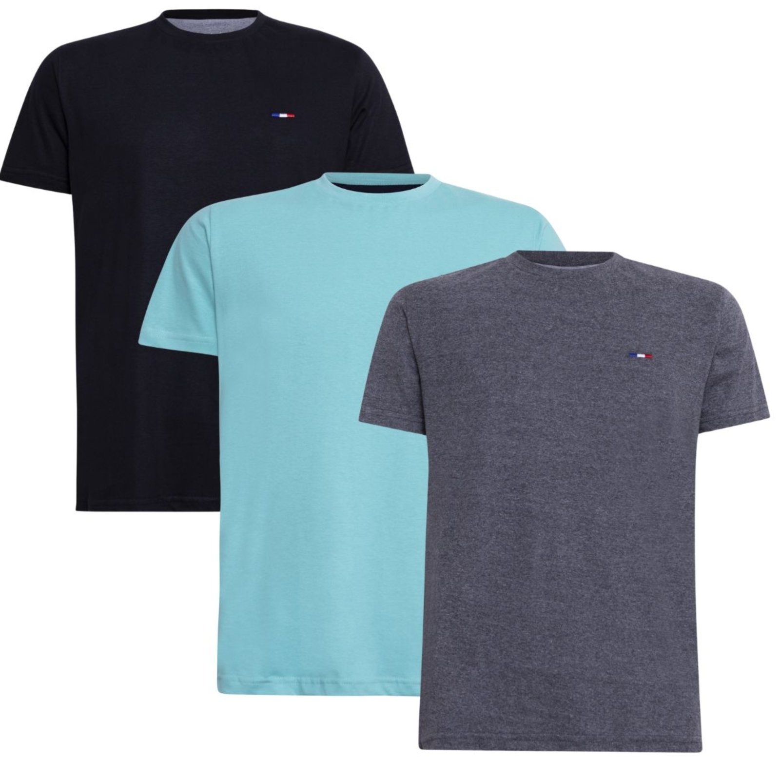 Kit 3 Peças Camisetas Vih Triny Básicas Masculina em Algodão Premium no Estilo Tommy Bordado França