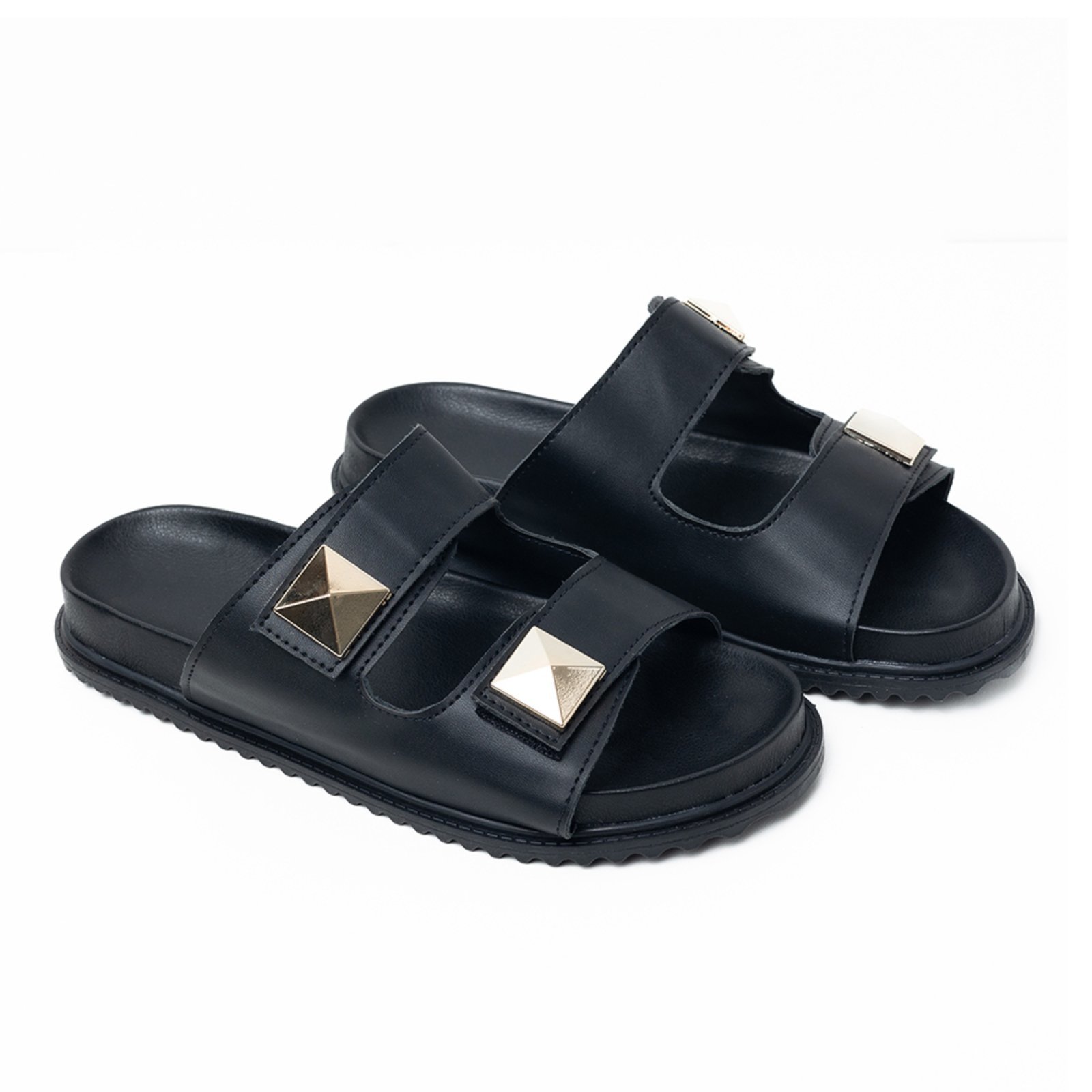 Papete Rasteira Sandalia Flat Preto Tellini Store