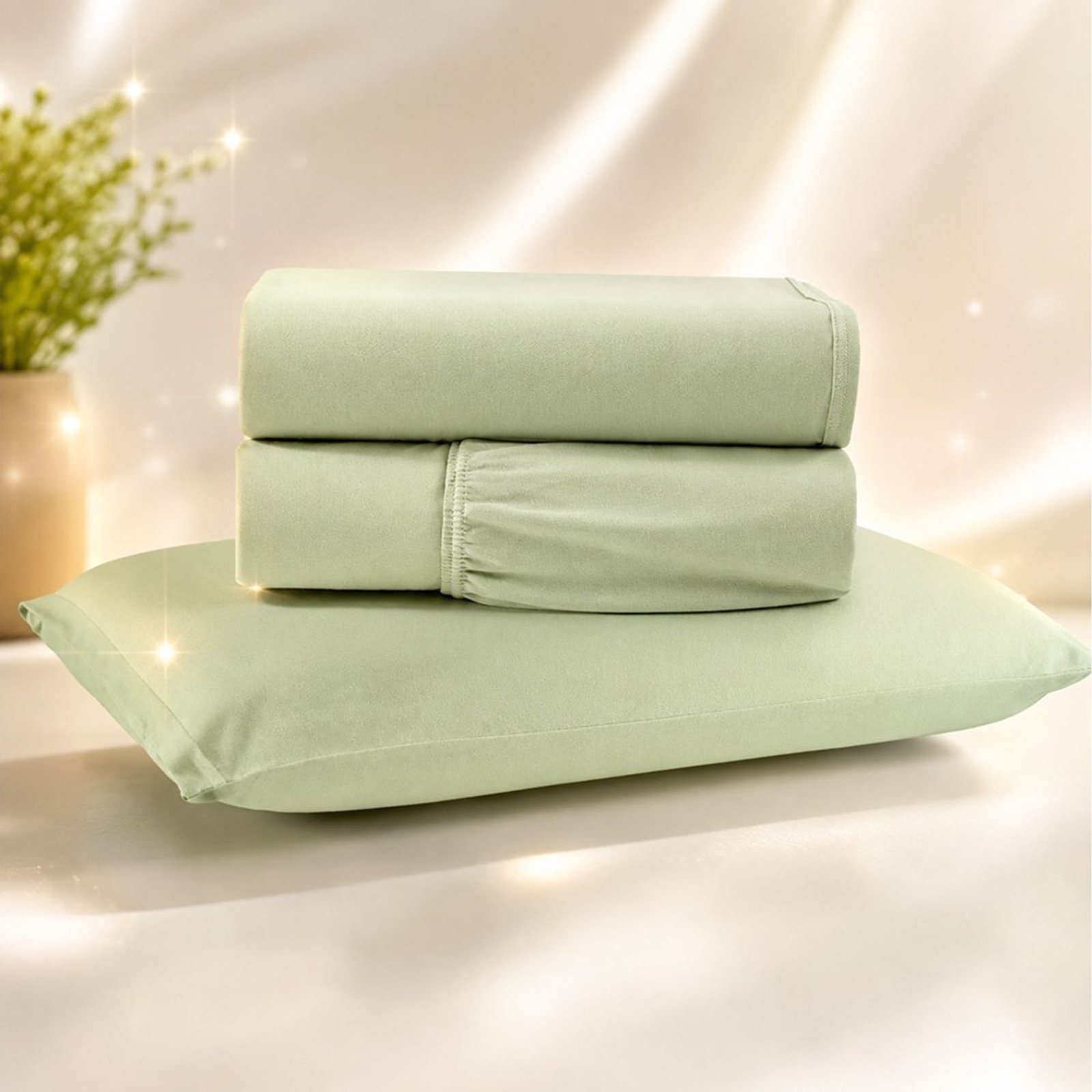 Jogo de Cama Lençol Malha Grossa Fio Penteado 100% Algodão Solteiro 3 Peças - Verde