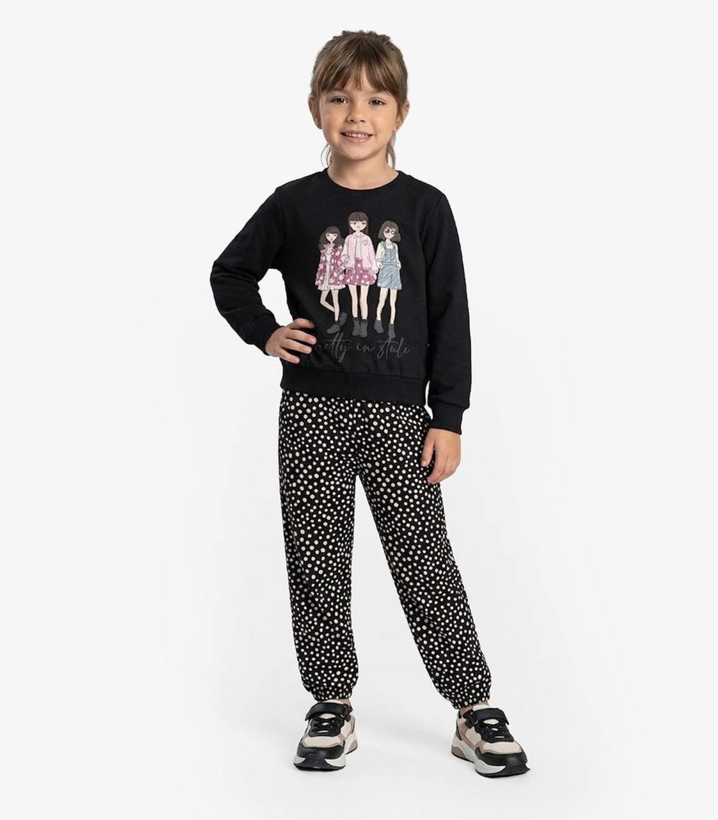 Infantil - Conjunto Blusão Com Calça Menina Rovi Preto