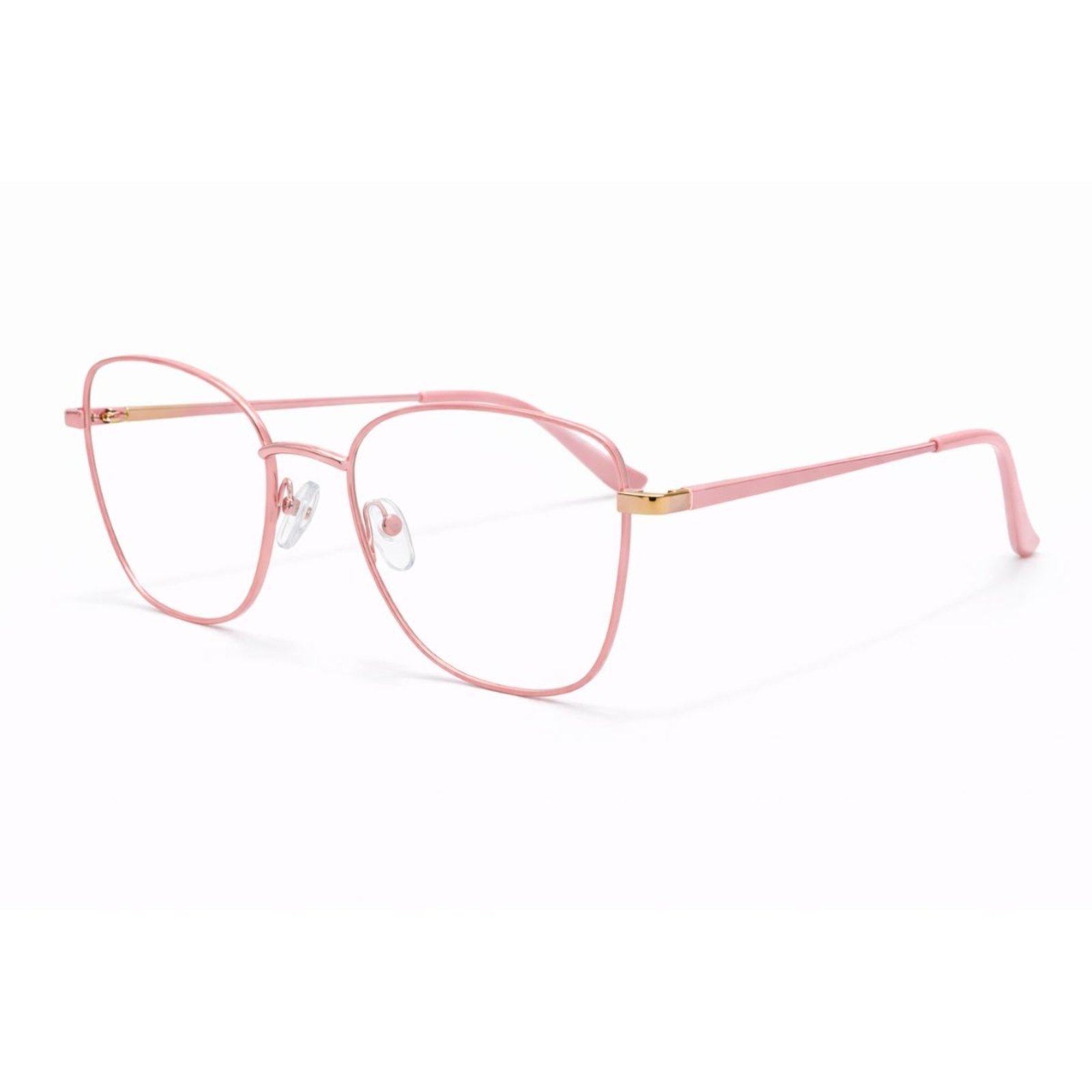 Armação Óculos Quadrada Haste Detalhe Fashion Rosa
