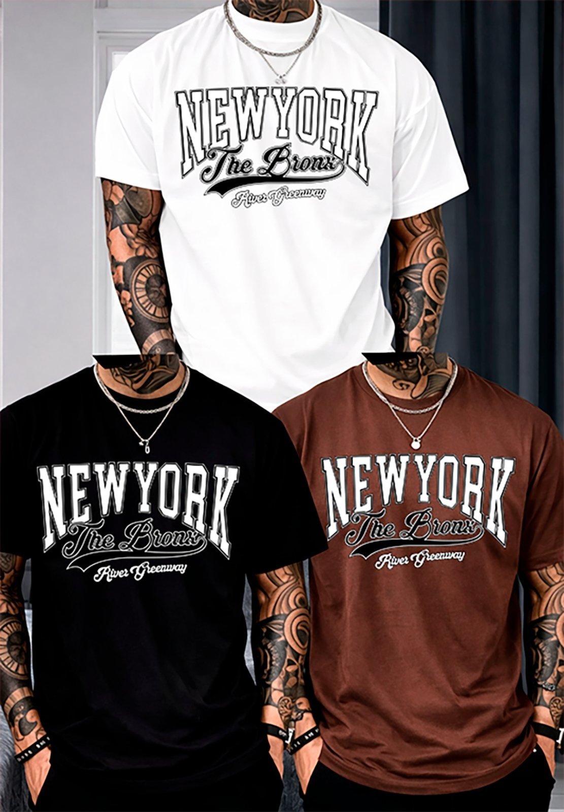 Kit 3 Camisetas Oversized New York Bronx Street Casual