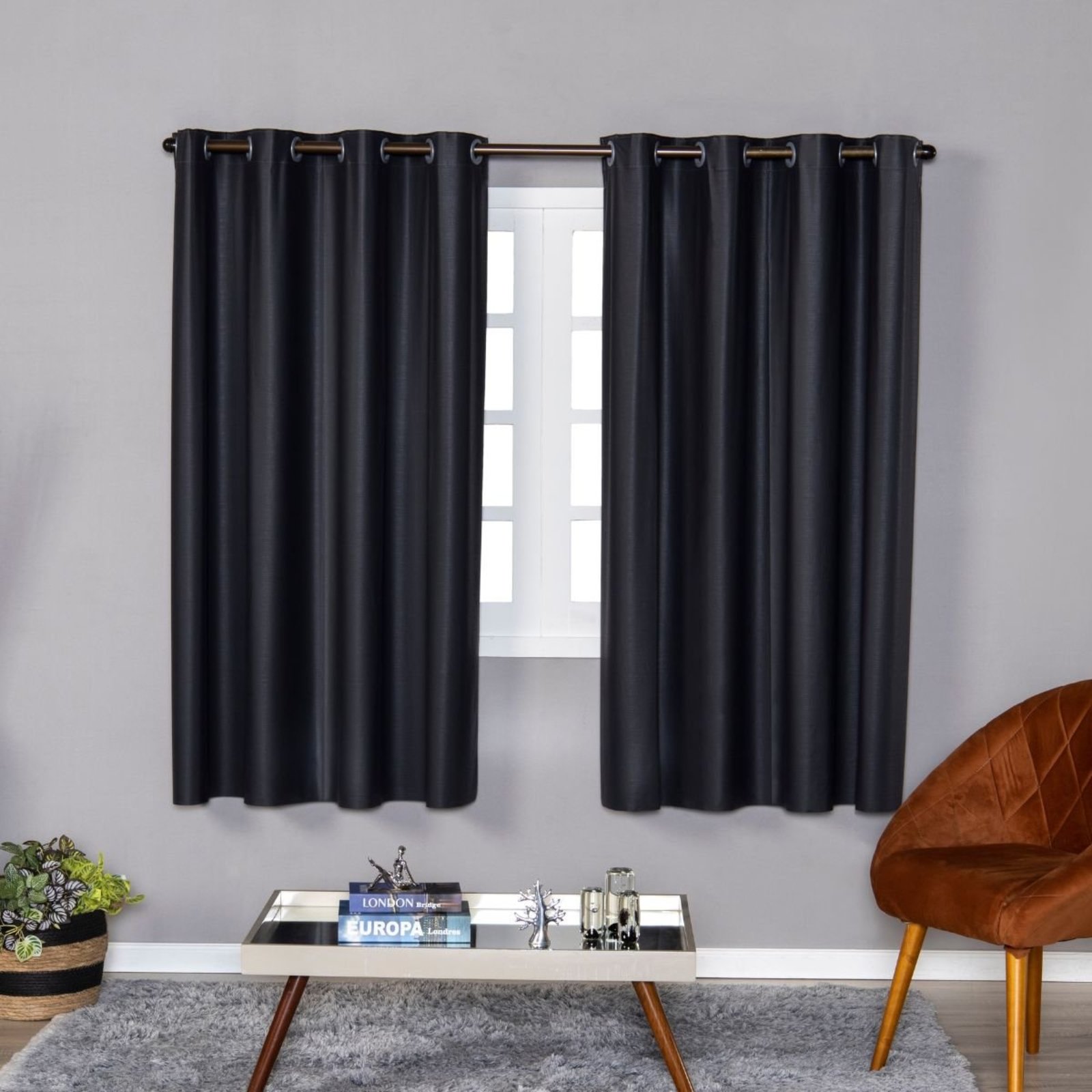 Cortina Daily Varão 2M Blackout PVC 2,80mx1,60m Sala Quarto Prata