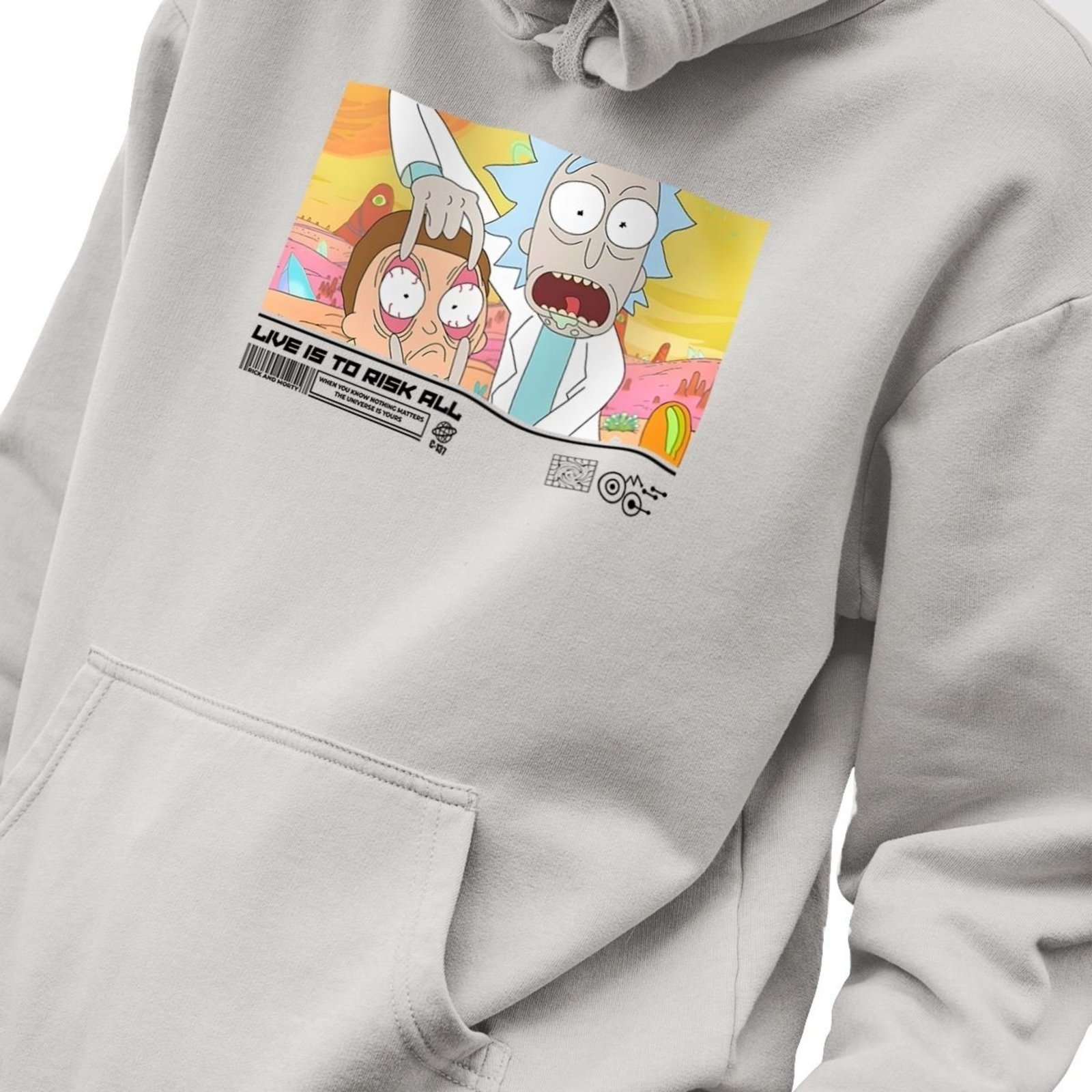 Blusa Moletom Estampado Masculino em Algodão 30.1 Rick and Morty Live is To Risk All – Cinza