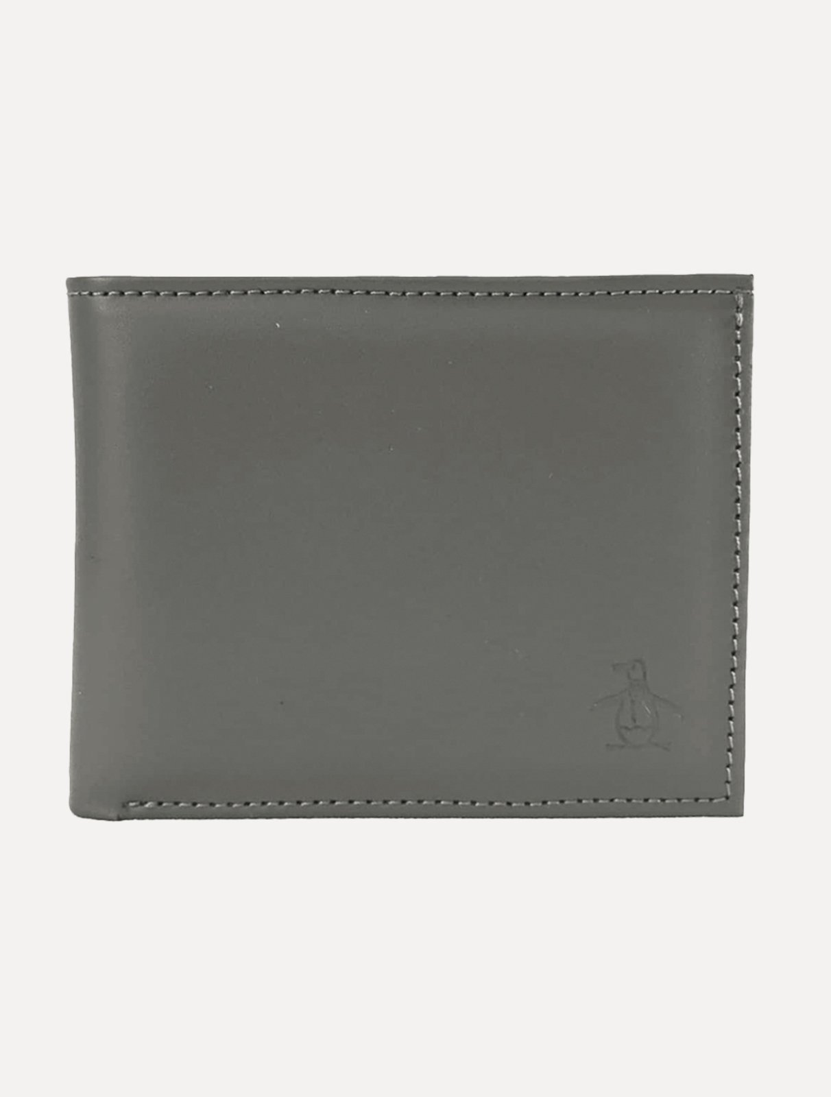 Carteira Original Penguin Masculina Couro Lisa Logo Grafite