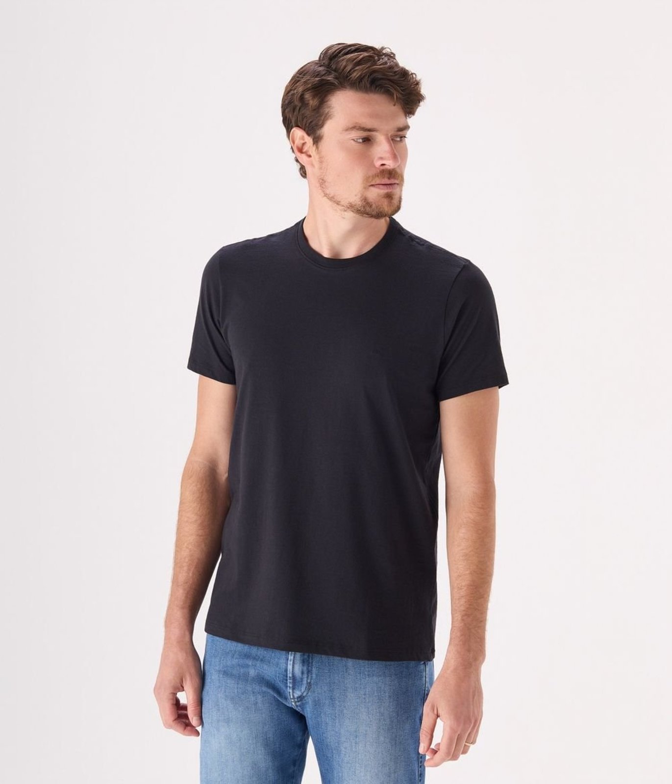 Camiseta Basica Manga Curta Decote Careca Masculina Preta