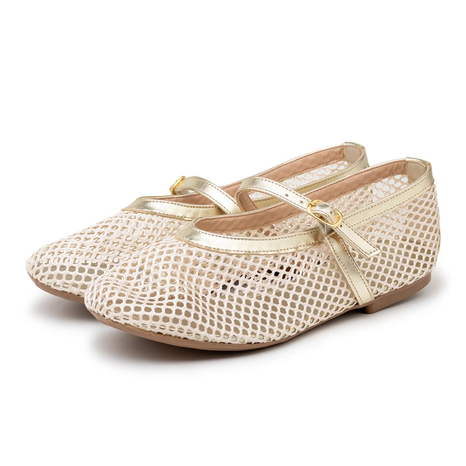 Sapatilha De Tela Feminina Tendência Bico Redondo 5400 Off Ouro Hannah Footwear