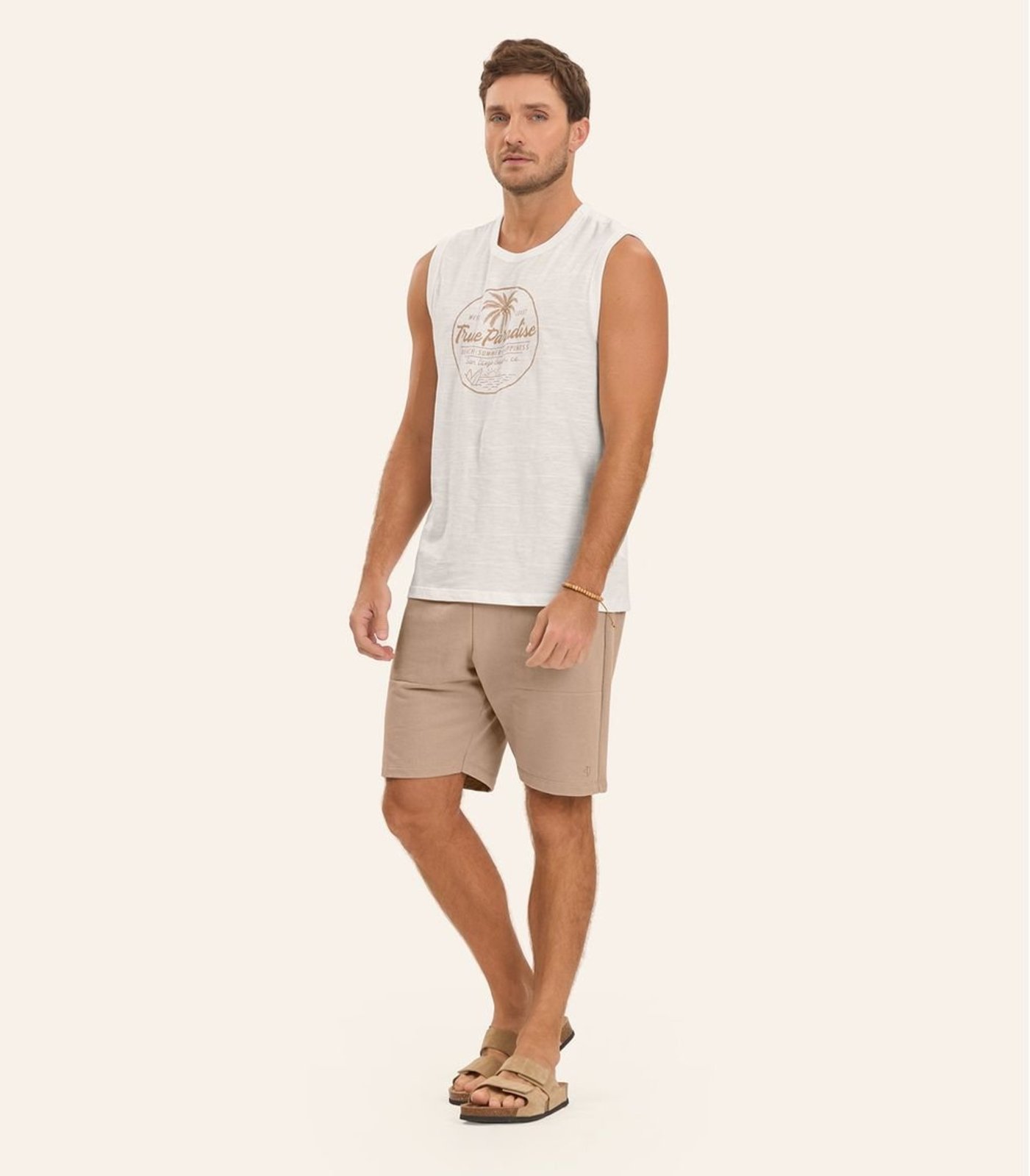 Bermuda em Moletom Masculina Diametro Marrom