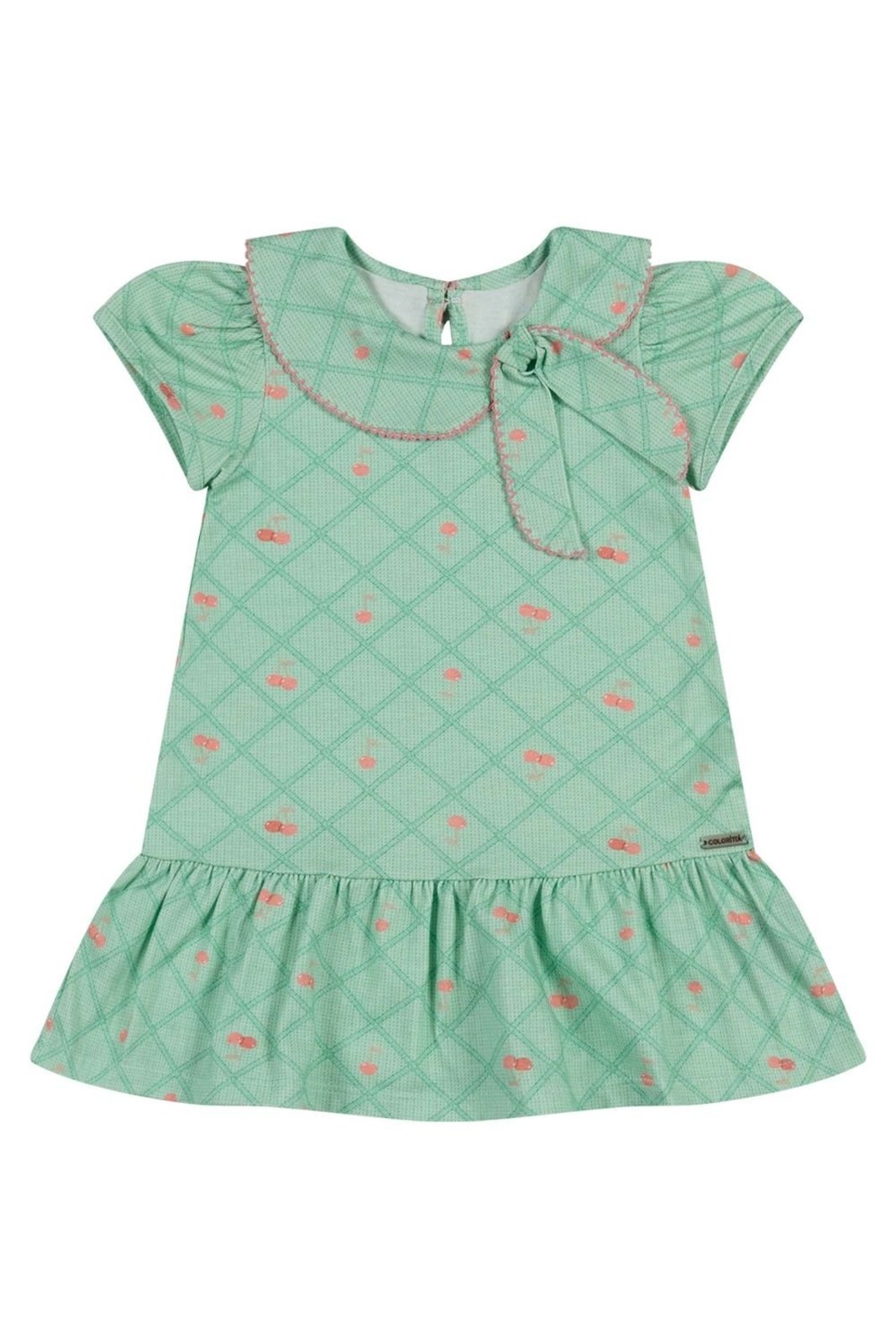 Infantil - Vestido Menina Gola Com Laço Colorittá Verde