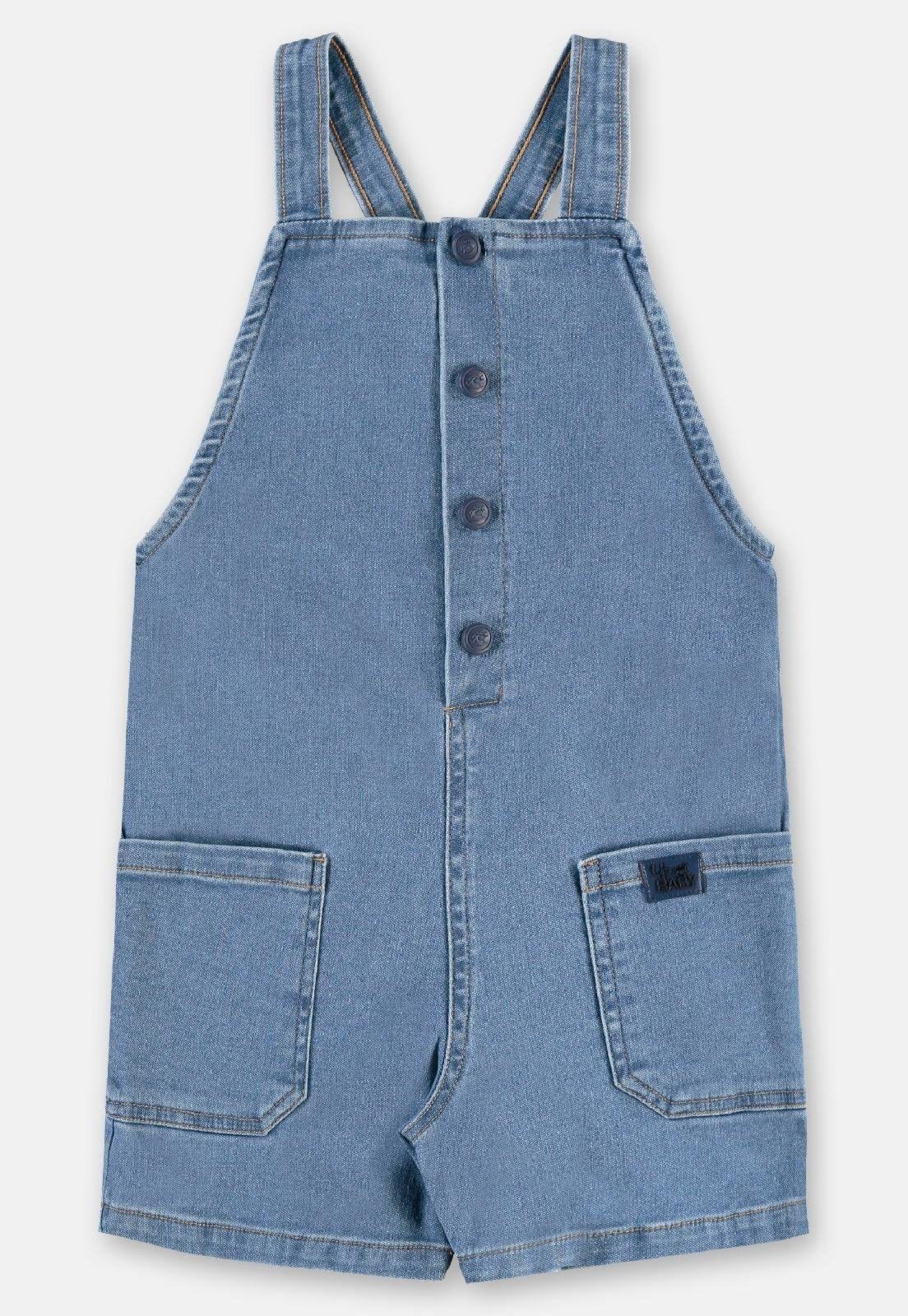 Vista 3 Infantil - Jardineira Unissex em Jeans Up Baby azul Up Baby azul