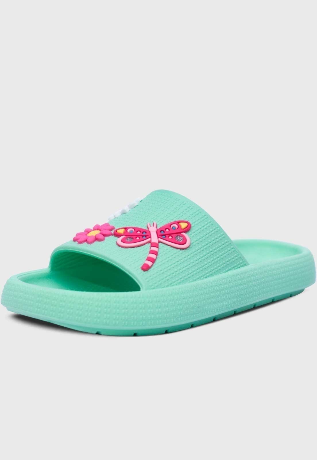 Infantil - Chinelo Nuvem Popidi Menina Libelula Verde