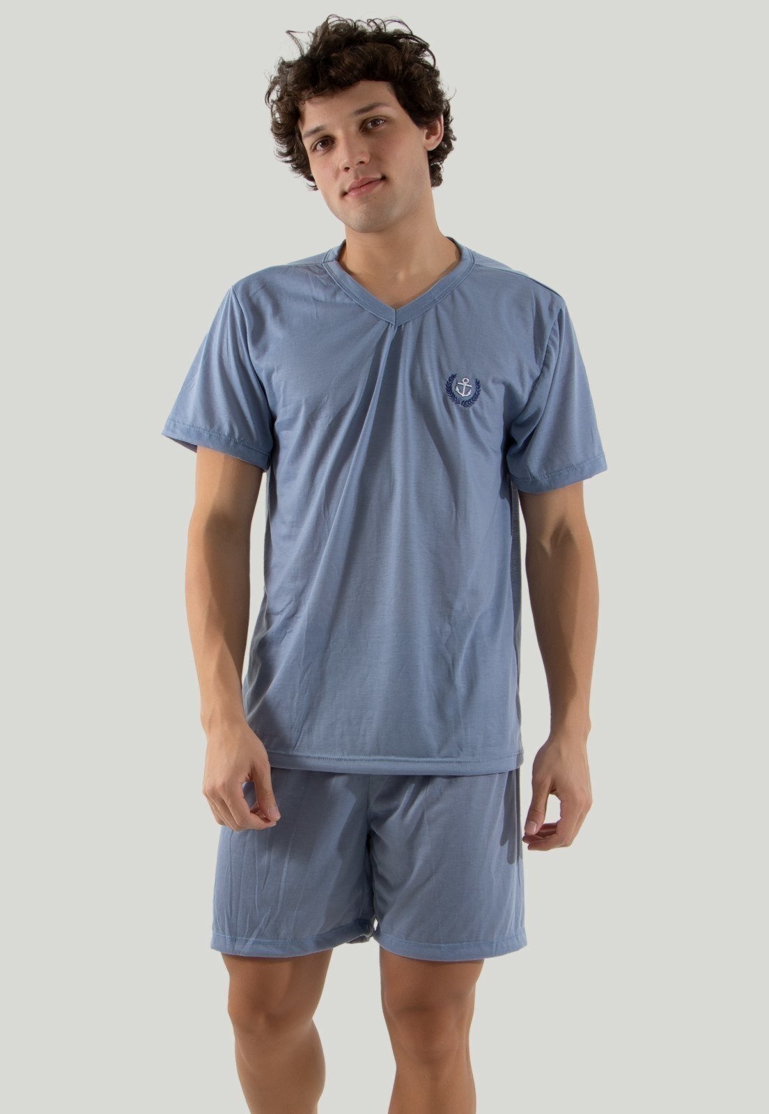Pijama Curto Masculino Linha Noite Azul