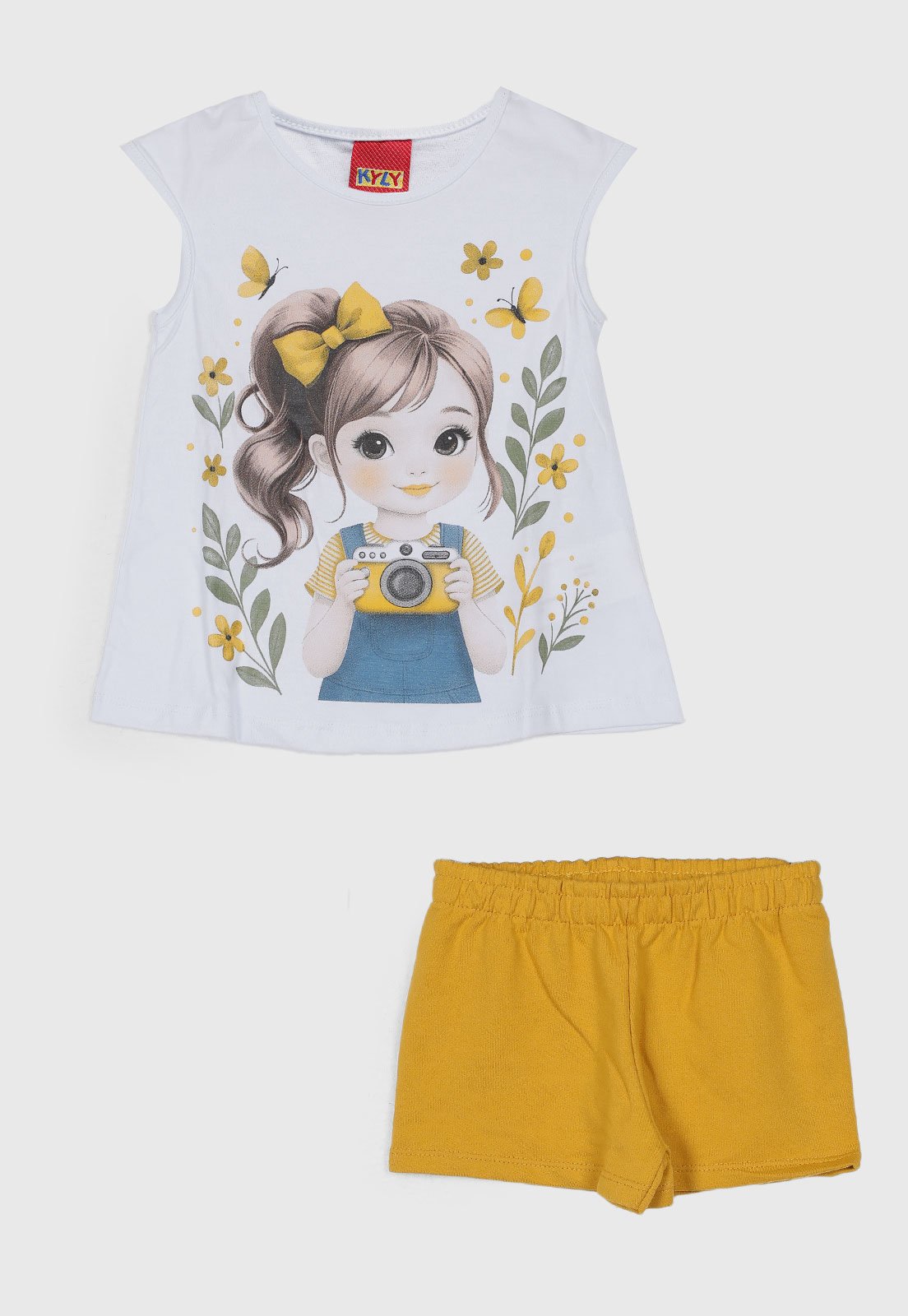 Conjunto Kyly Estampa Menina e Short Amarelo