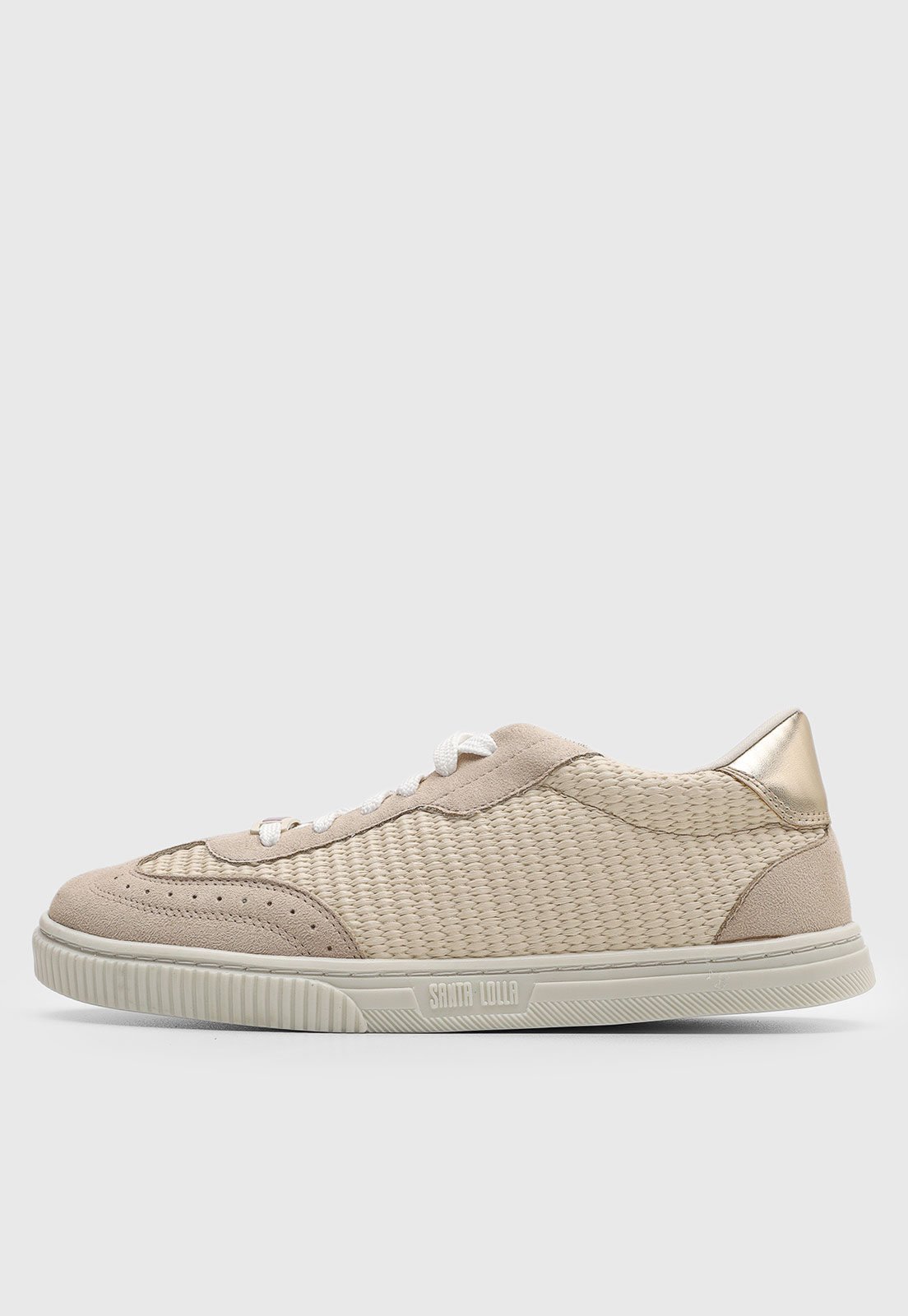 Tênis Feminino Santa Lolla Texturizado Dourado e Bege