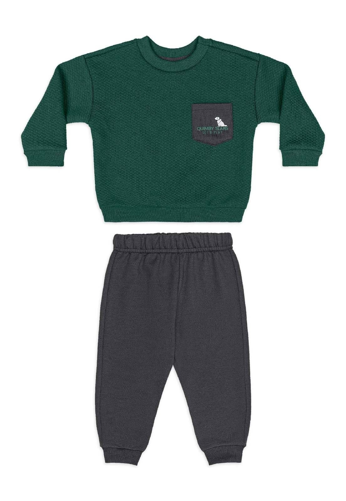 Infantil - Conjunto Menino Blusão Matelassê Quimby Verde