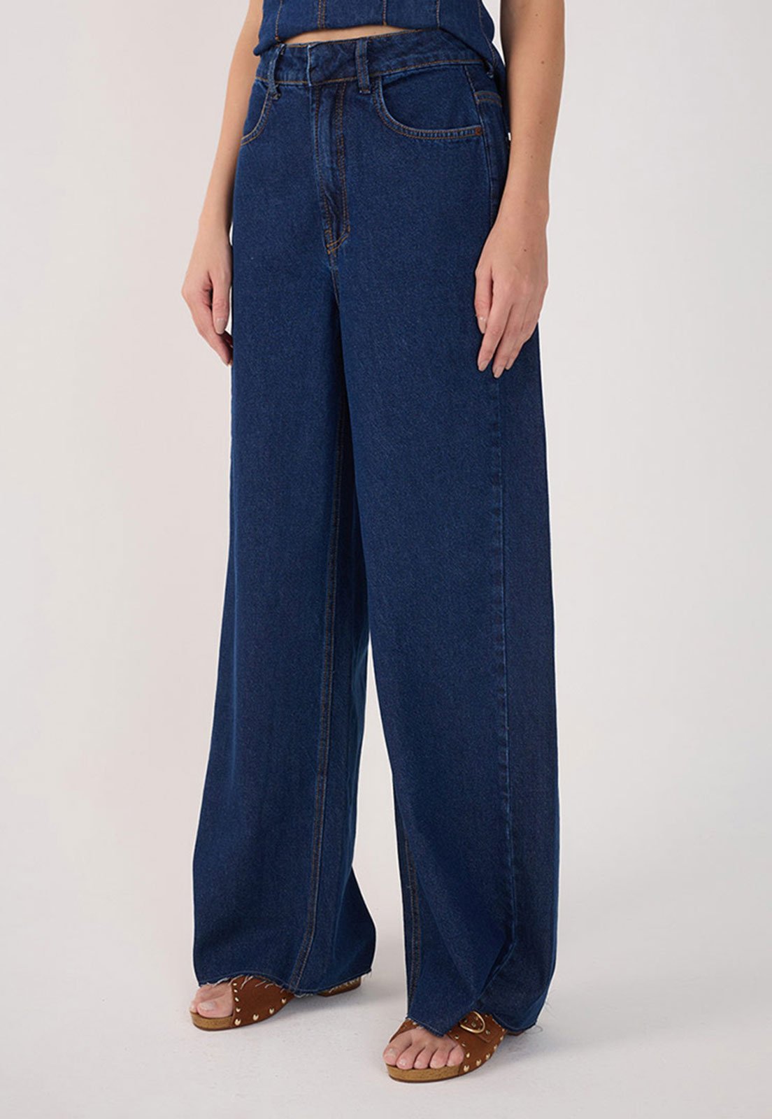 Calça Jeans Dress To Wide Leg Pocket Azul