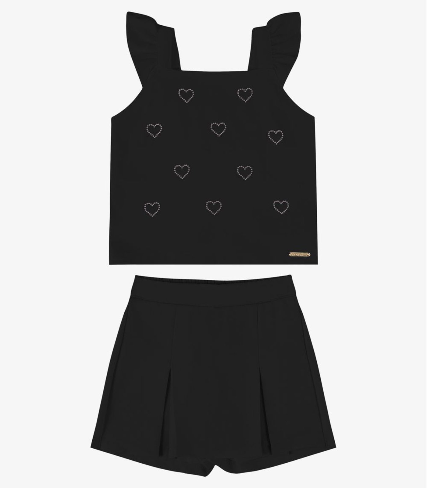 Infantil - Conjunto Menina Verão Com Shorts Saia Rovi Preto