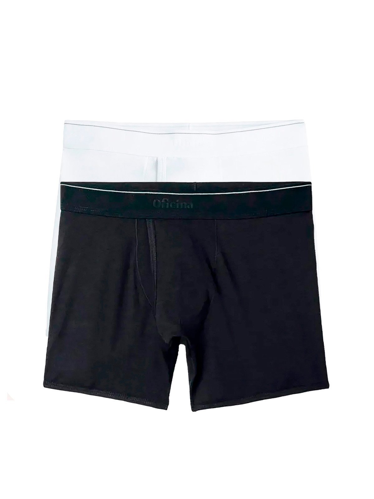 Kit 2 Cuecas Masculinas Oficina Reserva Boxer Algodão Pima Elástico Confortável Branco+Preto