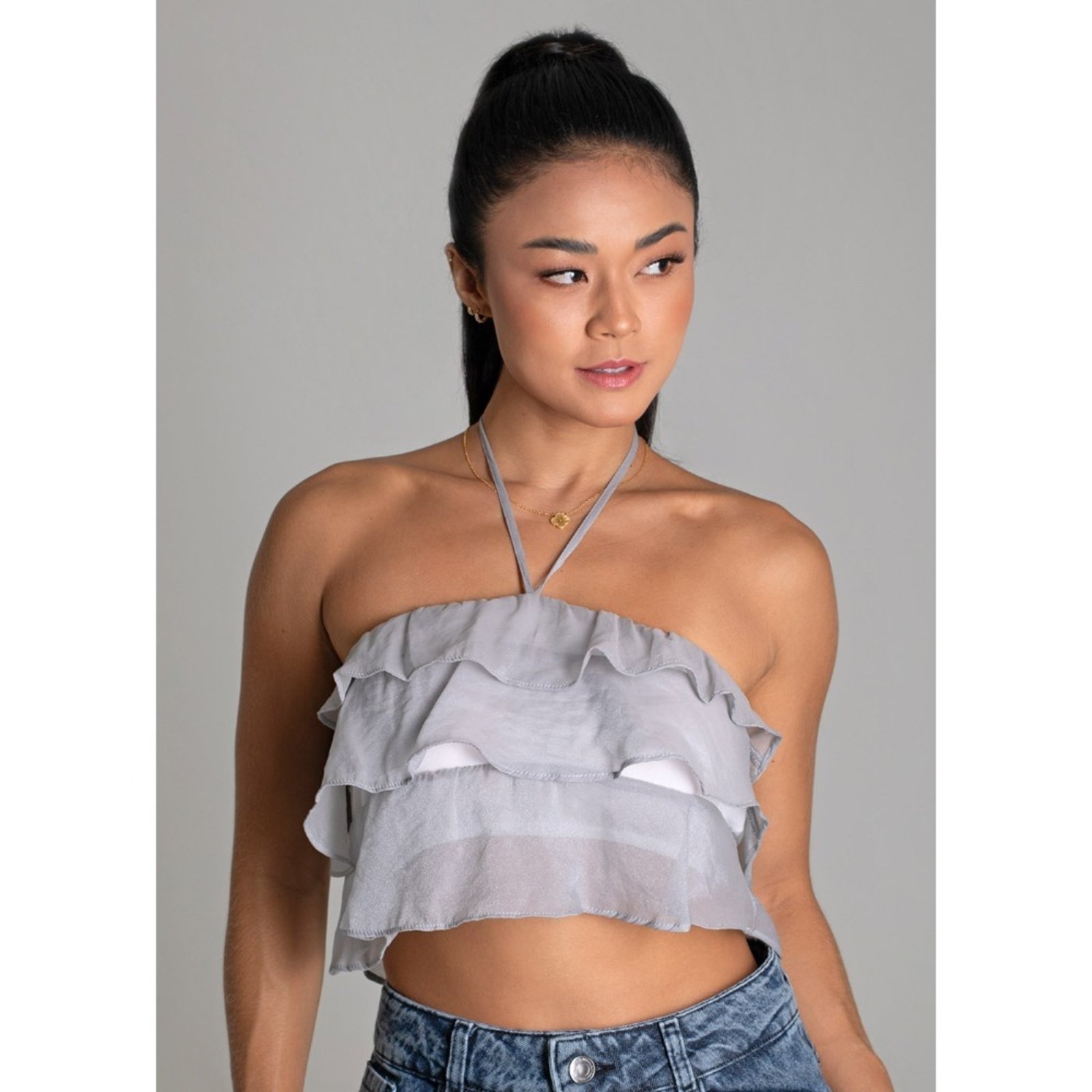 Vista 2 Sawary Fashion Blusa Folia cinza Sawary Fashion cinza