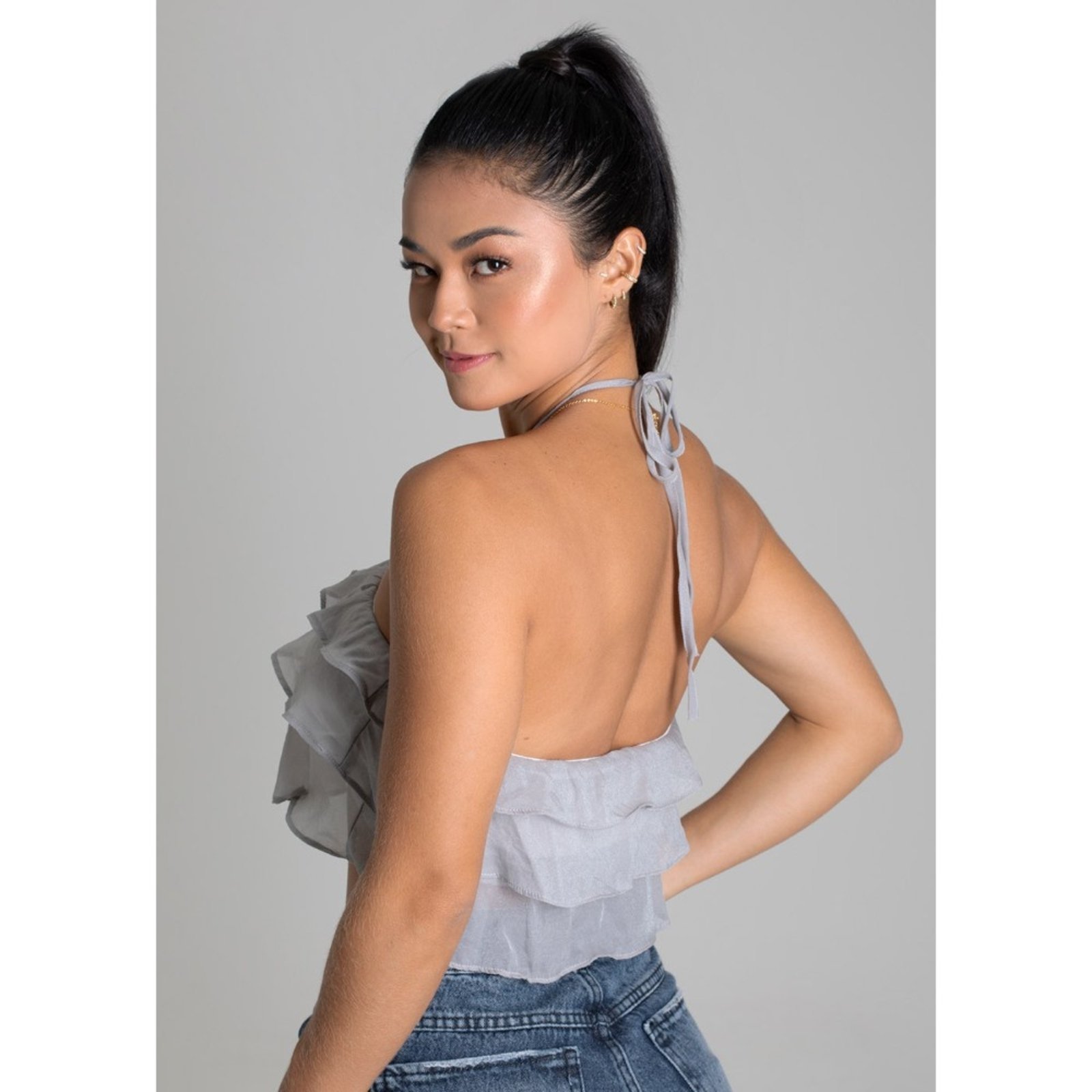 Vista 3 Sawary Fashion Blusa Folia cinza Sawary Fashion cinza
