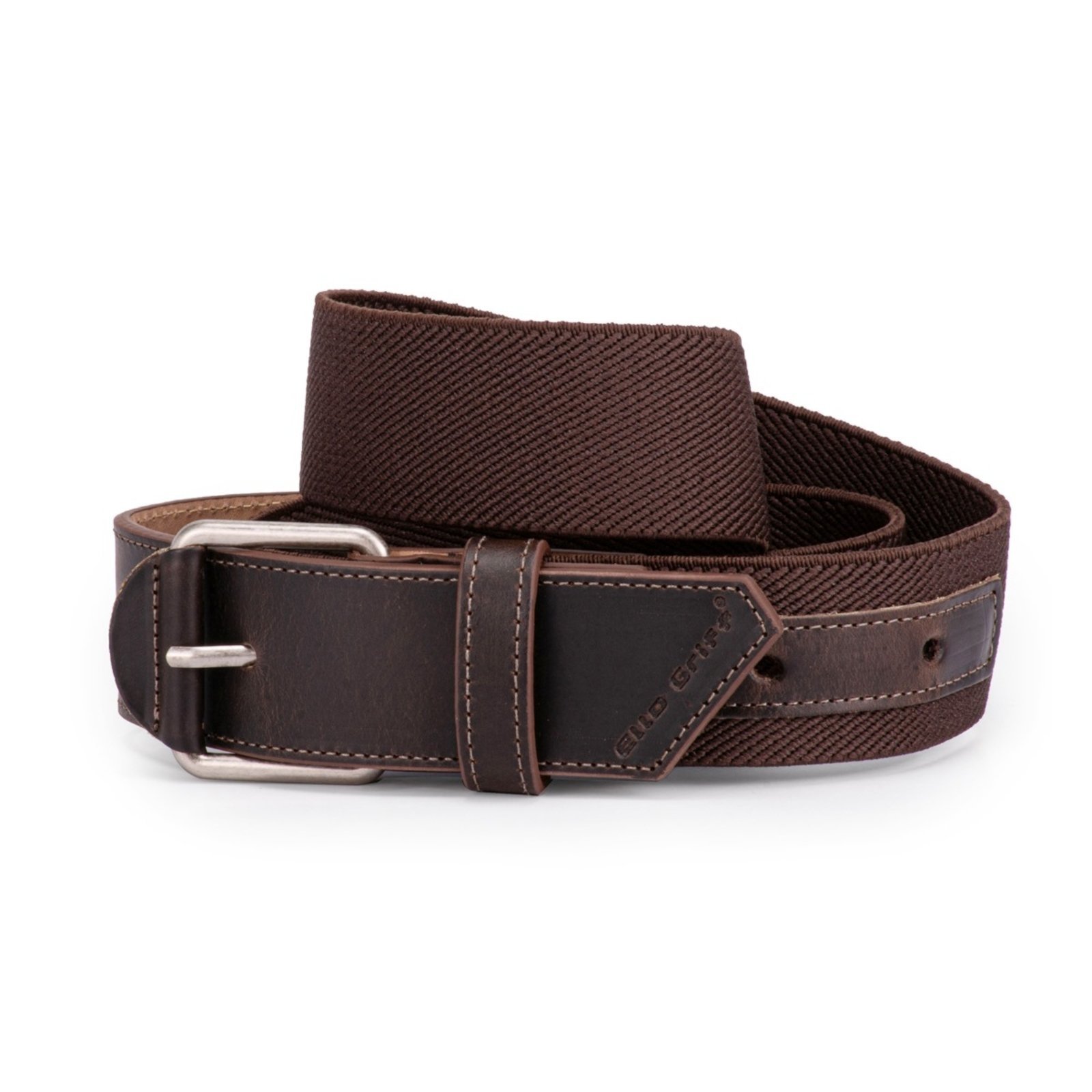 Cinto Masculino Couro Legítimo Elástico Esportivo Plus Size Ello Griff Marrom-escuro