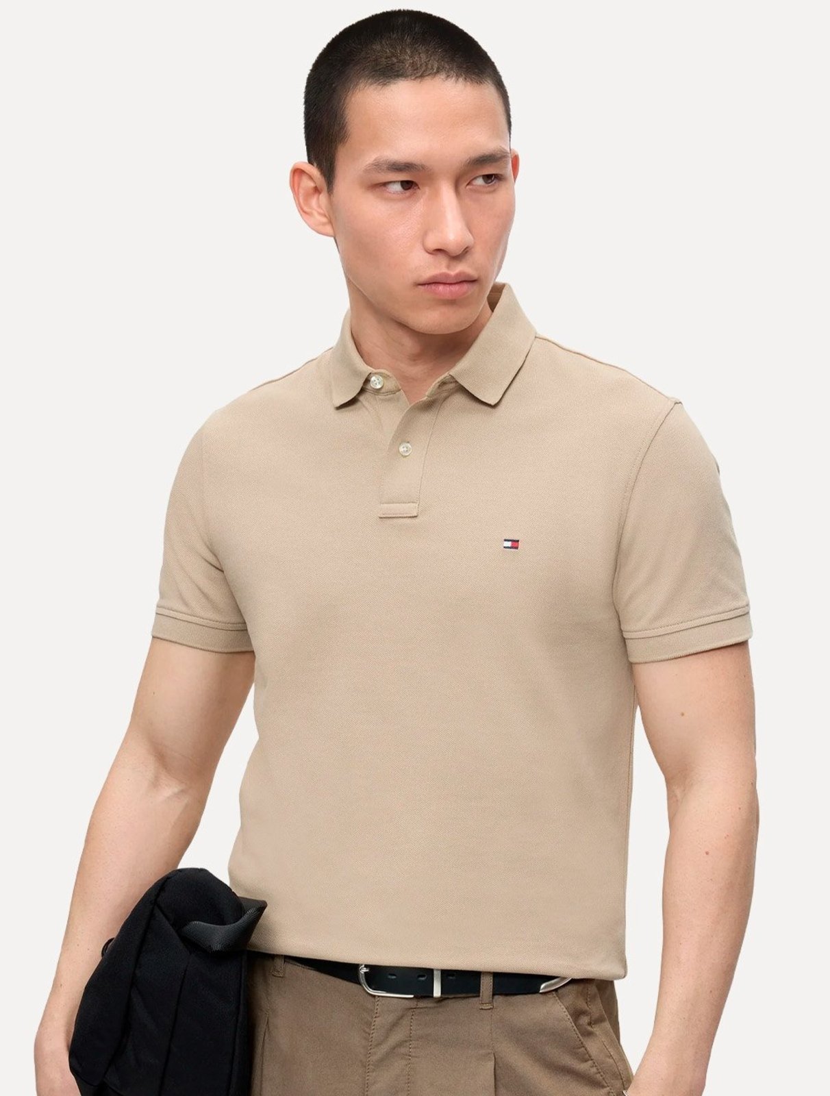 Polo Tommy Hilfiger Masculina Regular Piquet Garment Dye Cáqui